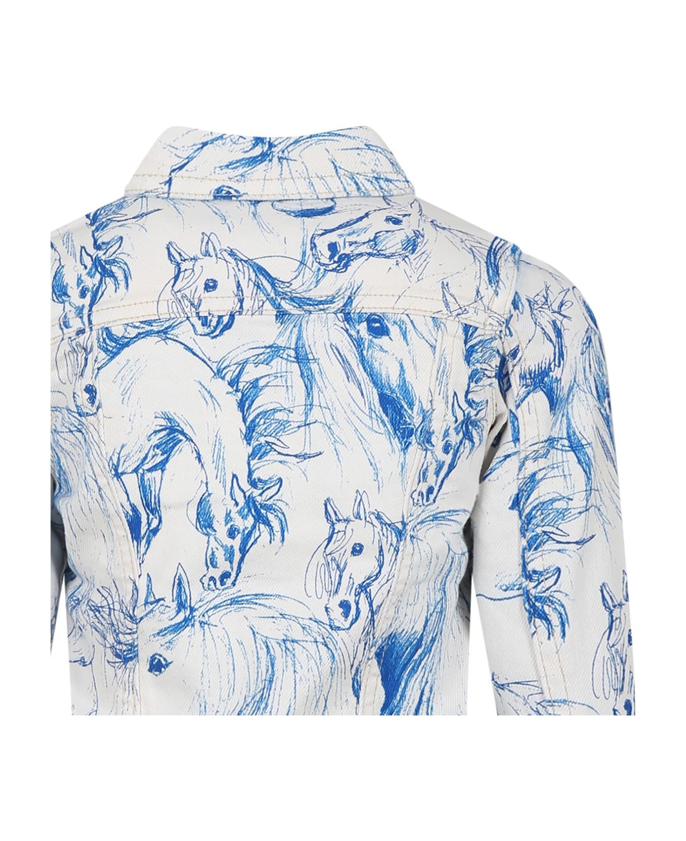 Molo Ivory Jacket For Girl With Horse Print - Multicolor コート＆ジャケット