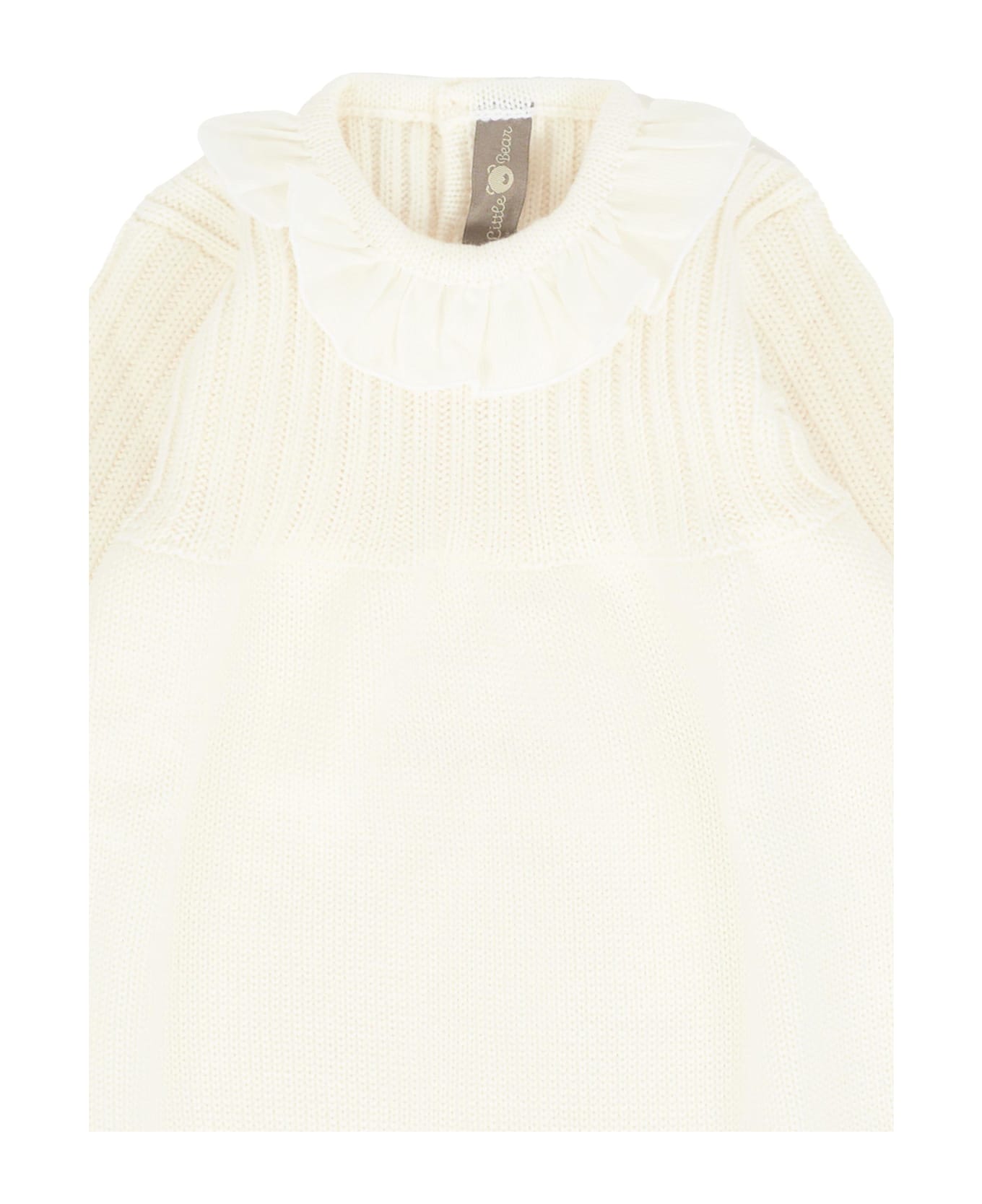 Little Bear Ivory Dress For Baby Girl - Ivory