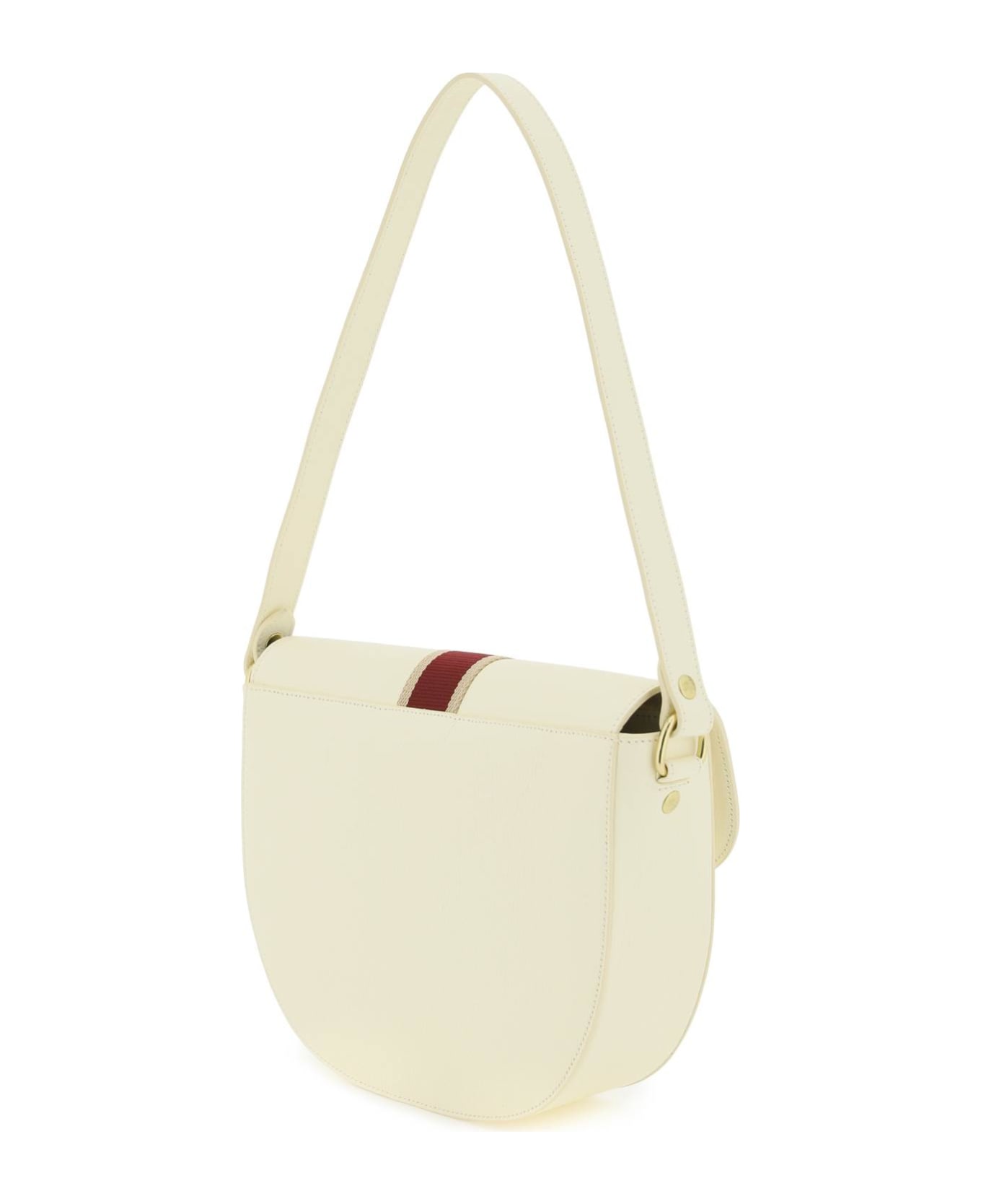 Il Bisonte Leather Shoulder Bag With Ribbon - BIANCO LATTE (White)