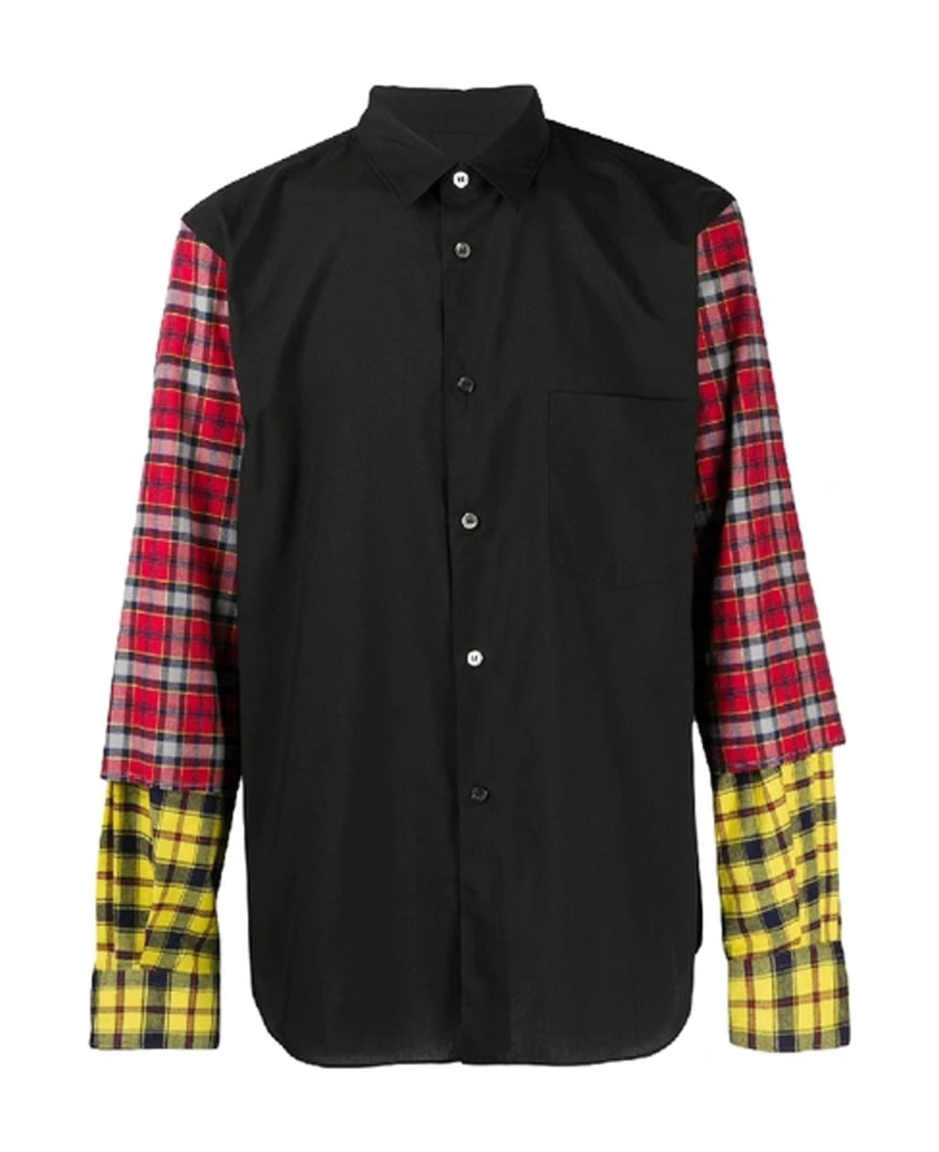 Comme des Garçons Checked Sleeve Shirt - Black