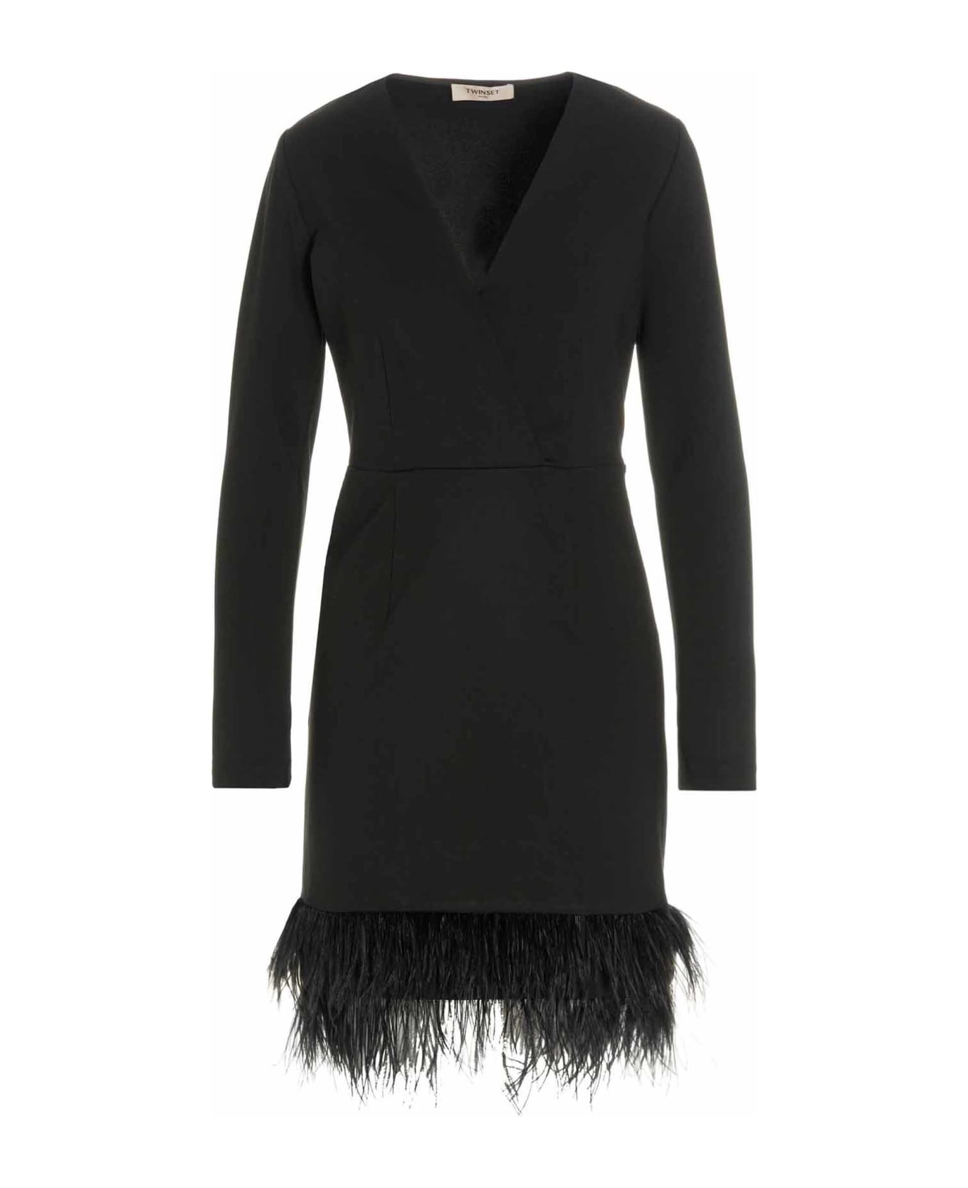 TwinSet Feather Dress TwinSet - BLACK ワンピース＆ドレス