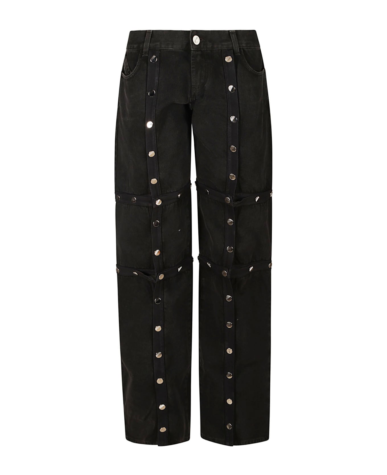 The Attico Baggy Studded Jeans - Black