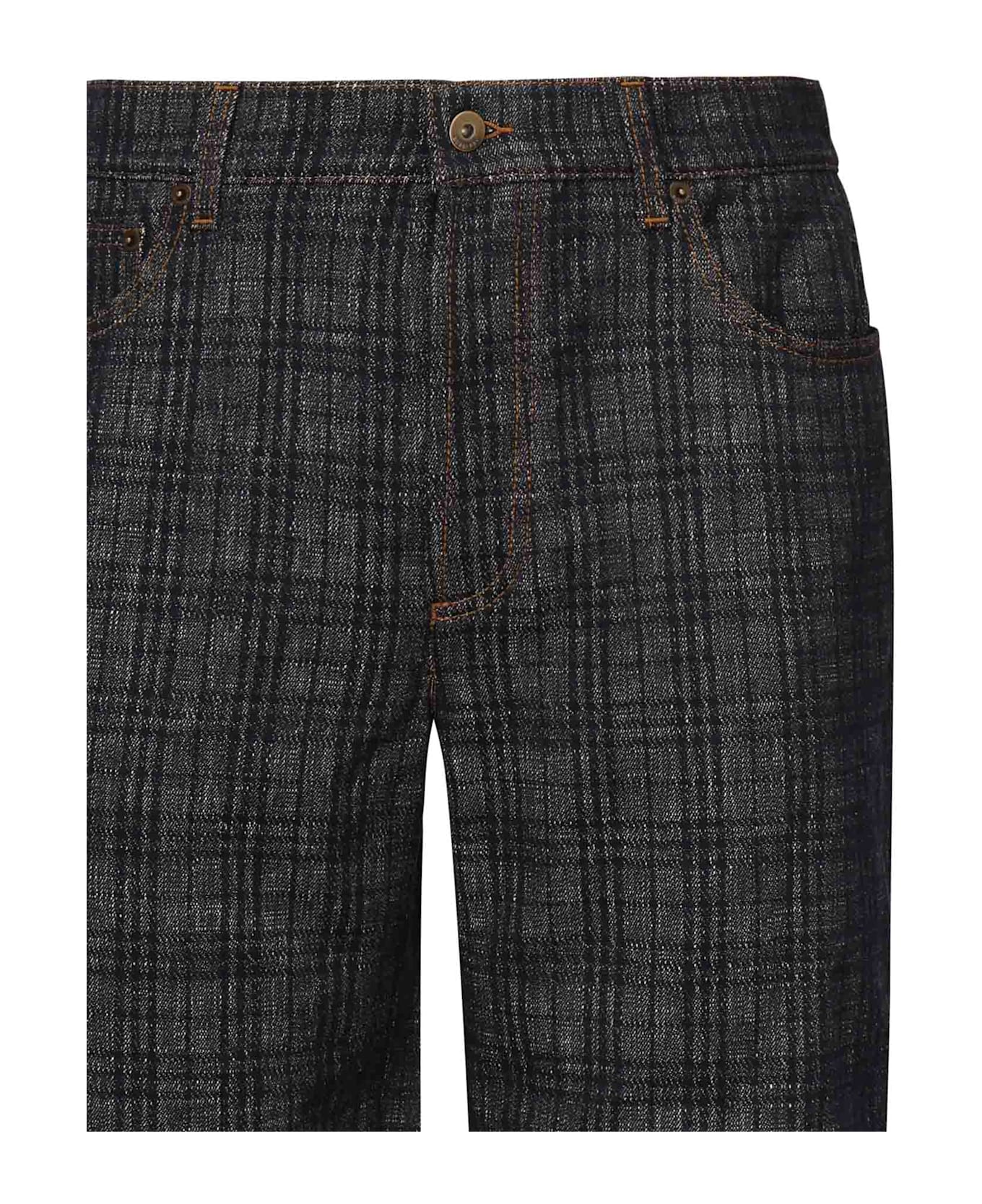 Burberry Check Jacquard Jeans - Blue