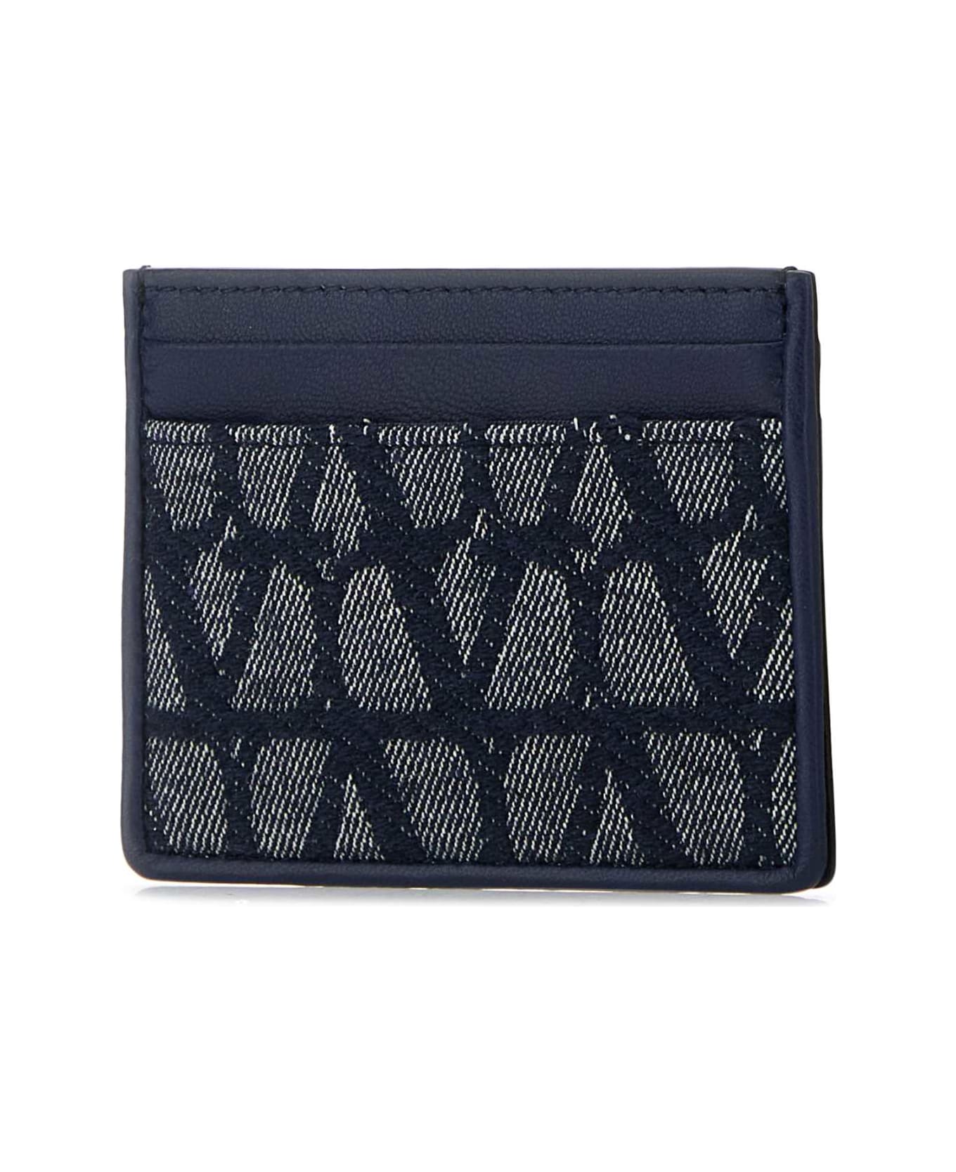 Valentino Garavani Blue Leather Card Holder - MELANGEDENIMWORKER