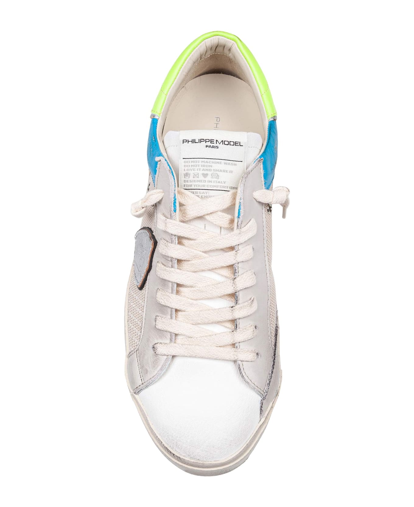 Philippe Model Sneakers Prsx In Fabric And Leather Color White And Fluorescent Yellow - Multicolor