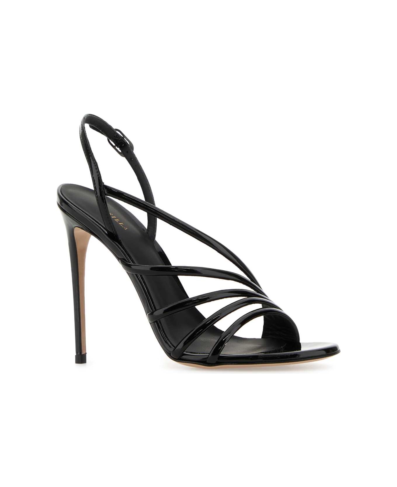 Le Silla Black Leather Scarlet Sandals - NERO