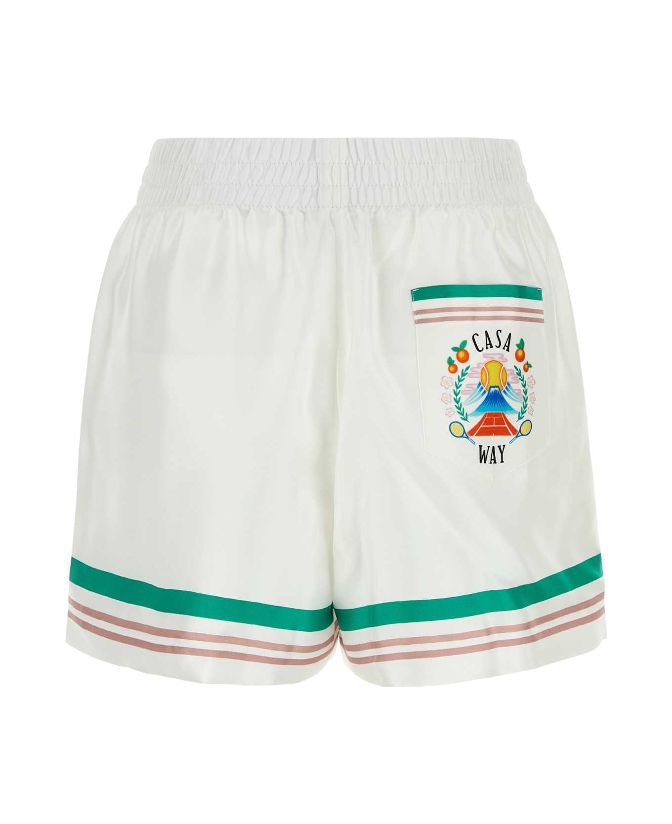 Casablanca White Satin Shorts - CASAWAY