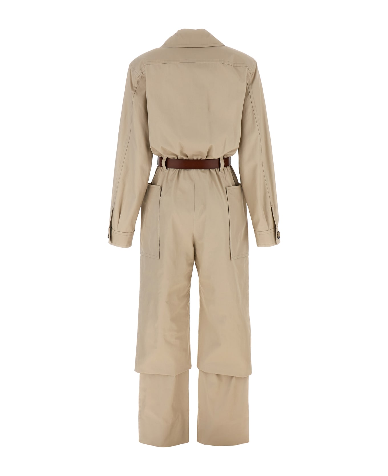 Saint Laurent Twill Belt Jumpsuit - Beige