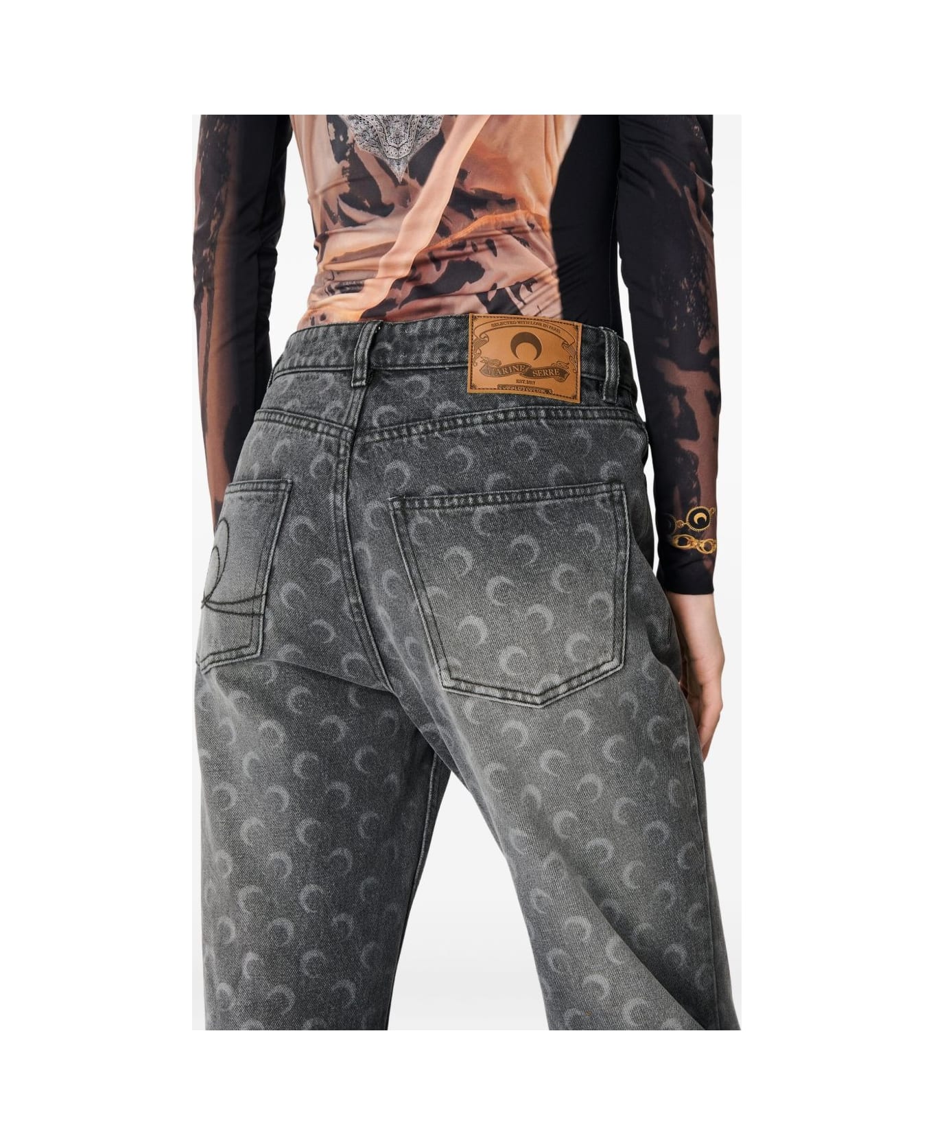 Marine Serre Moon Laser Straight Jeans - Grey