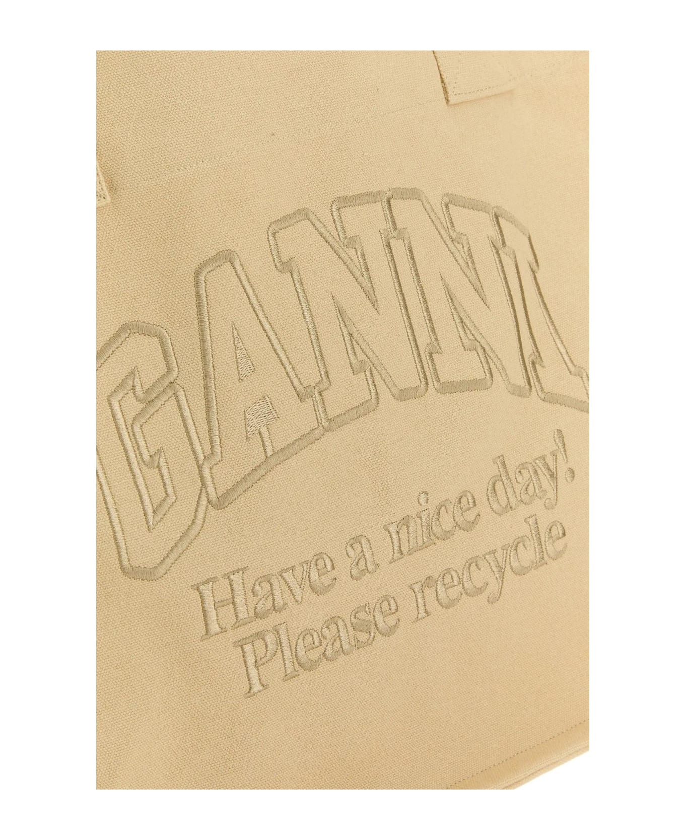 Ganni Cream Canvas Shopping Bag - Buttercream