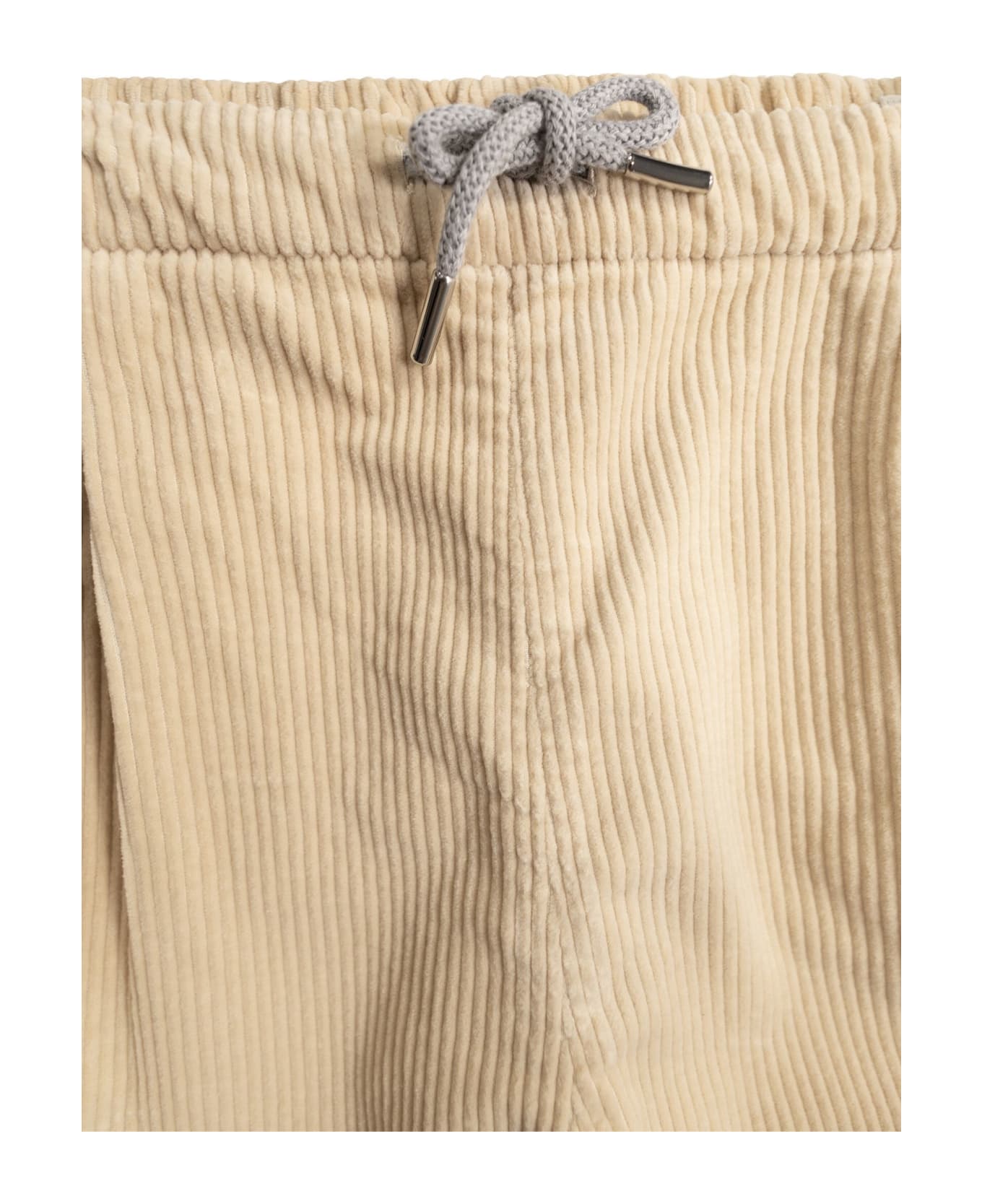 Brunello Cucinelli Garment-dyed Twisted Cotton Gabardine Pants With Drawstrings - Beige