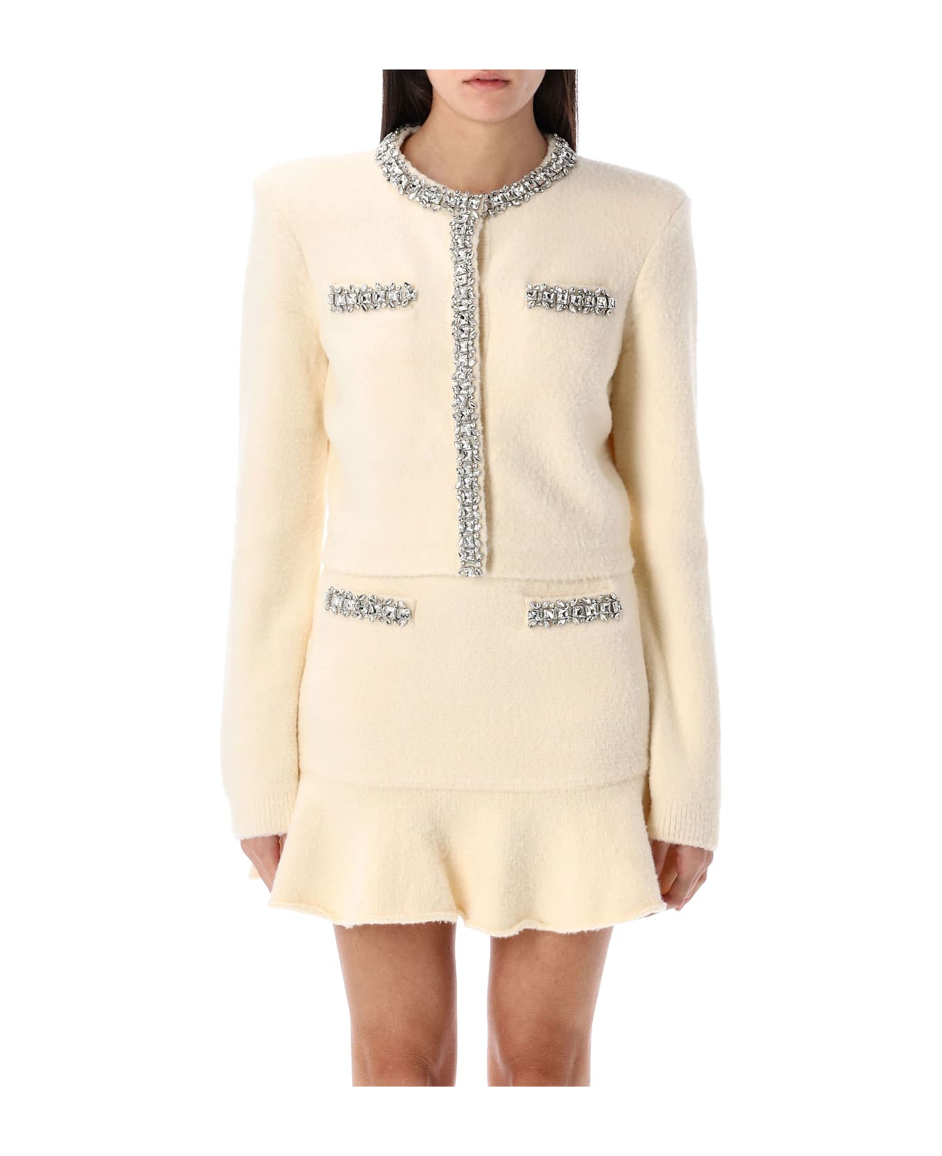 self-portrait Soft Knit Cardigan - Cream