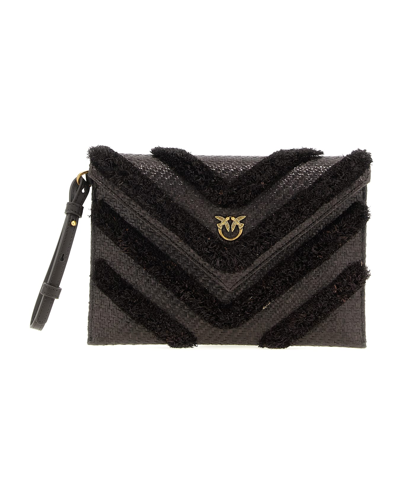 Pinko Raffia Flat Clutch - Brown