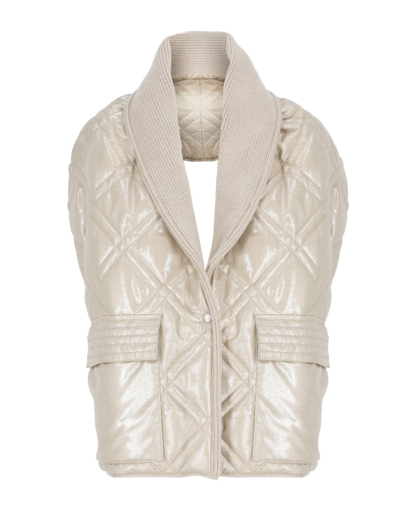 Peserico Reversible Padded And Quilted Cape - Beige