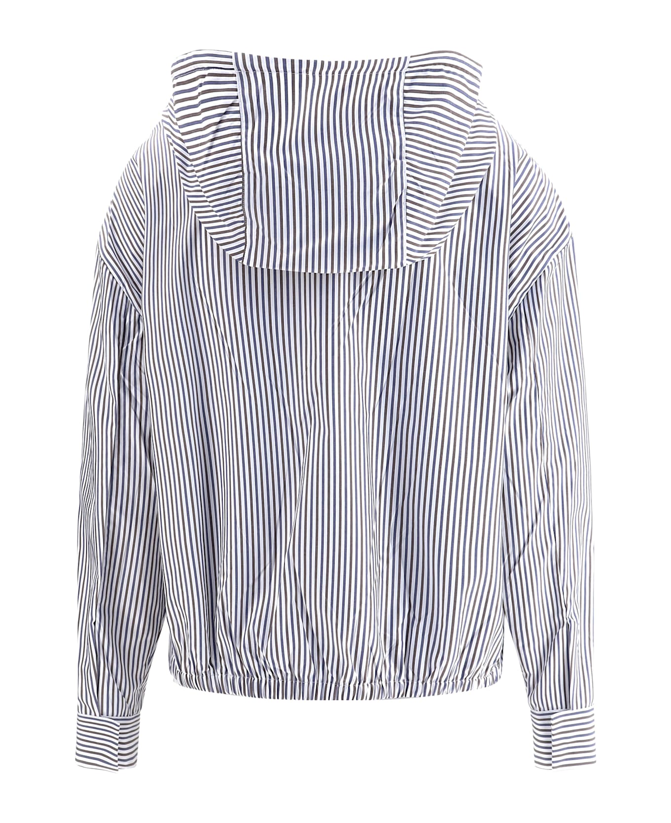 Prada Striped Hooded Jacket - Bianco+blu