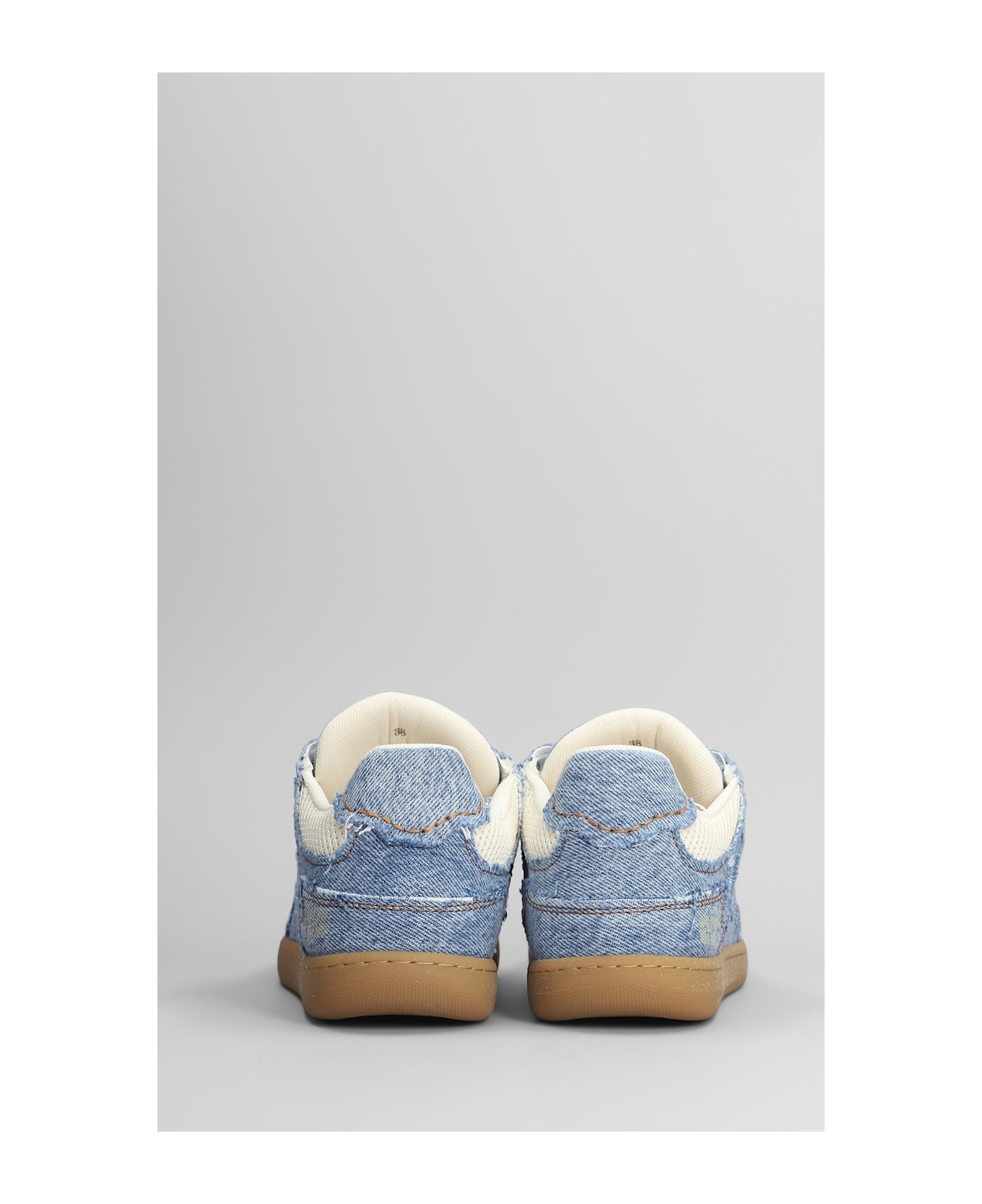 Ganni 08 Denim Raw Edge Sneakers In Blue Cotton - blue