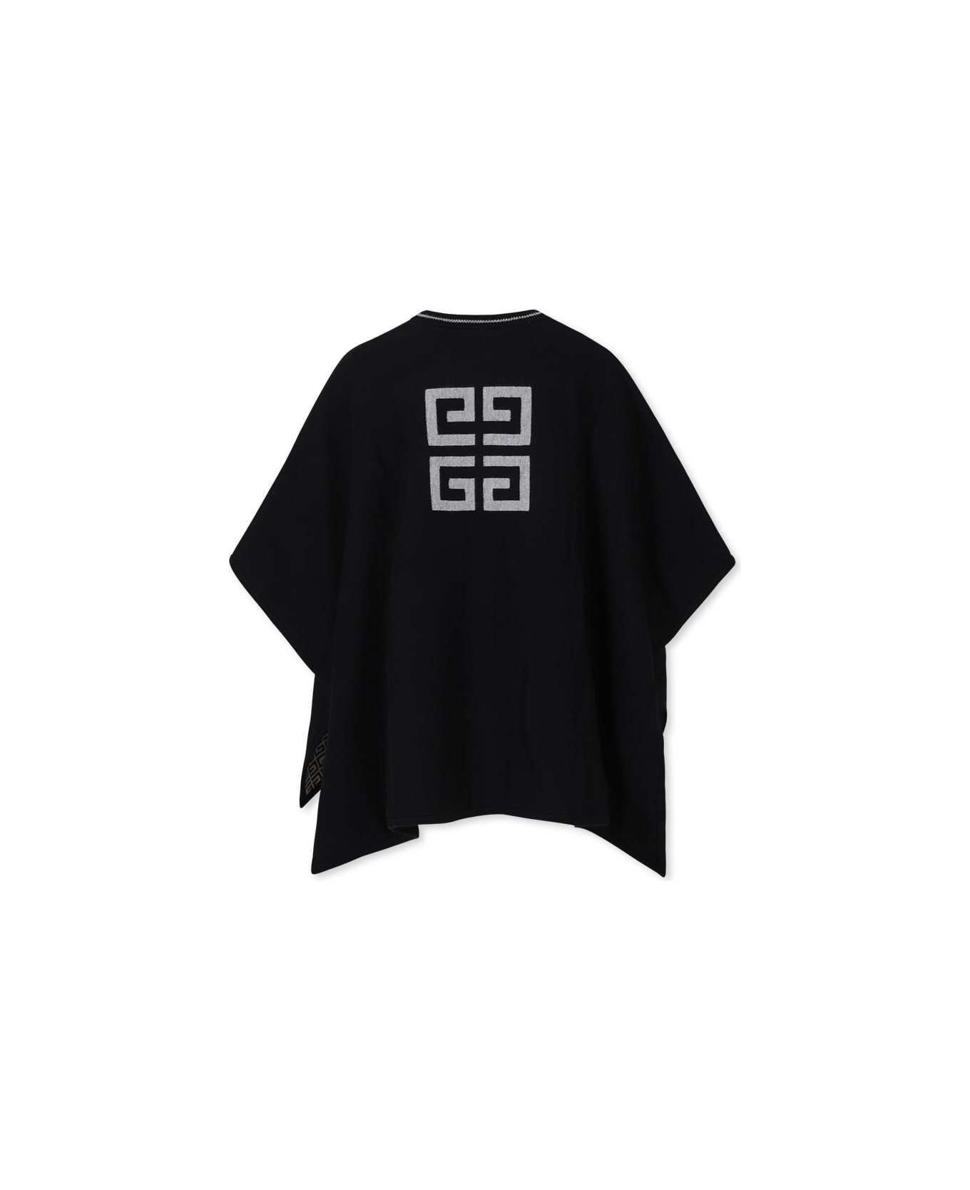 Givenchy Reversible Black Cape For Girl With Logo And 4g Motif - Black