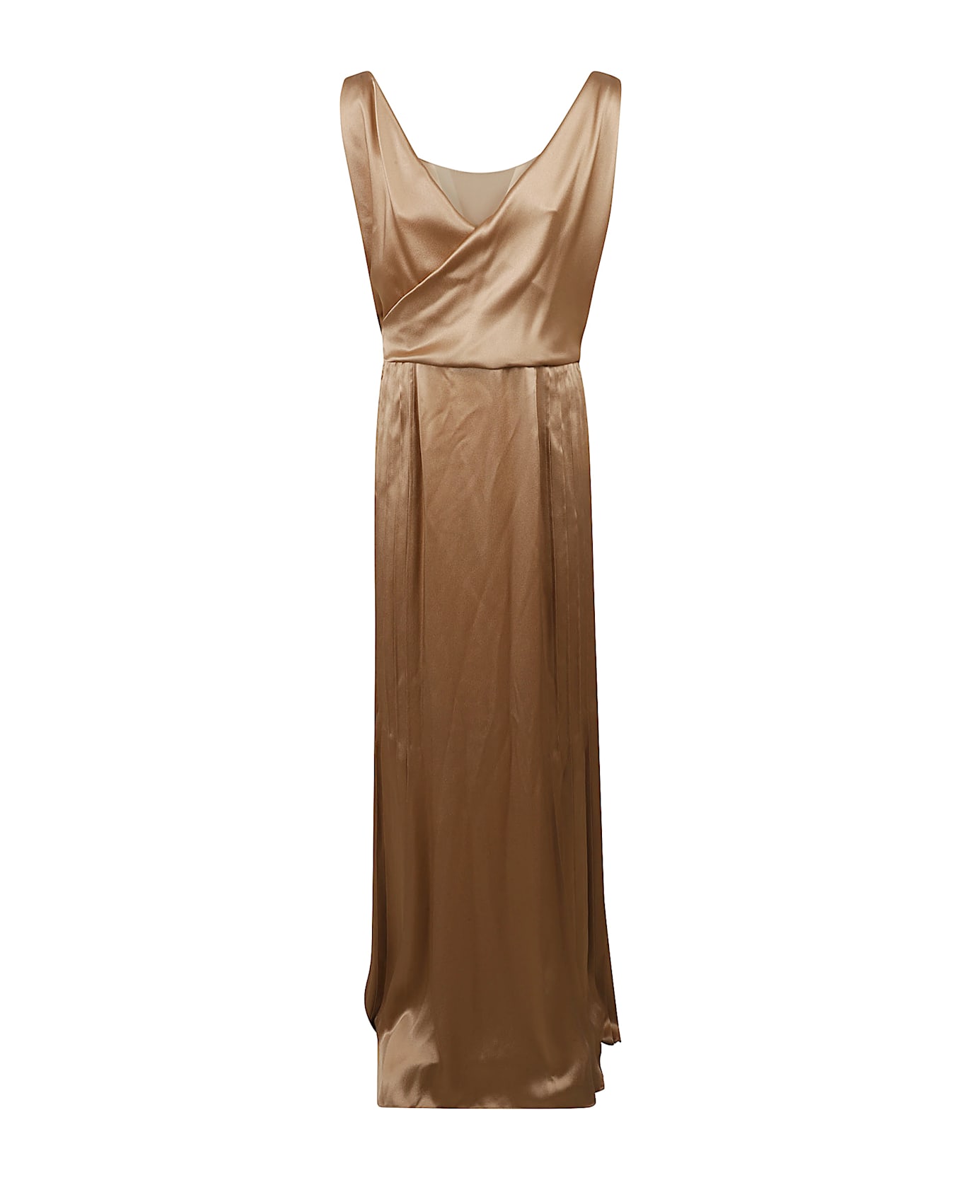 Alberta Ferretti V-neck Sleeveless Shiny Dress - Ivory