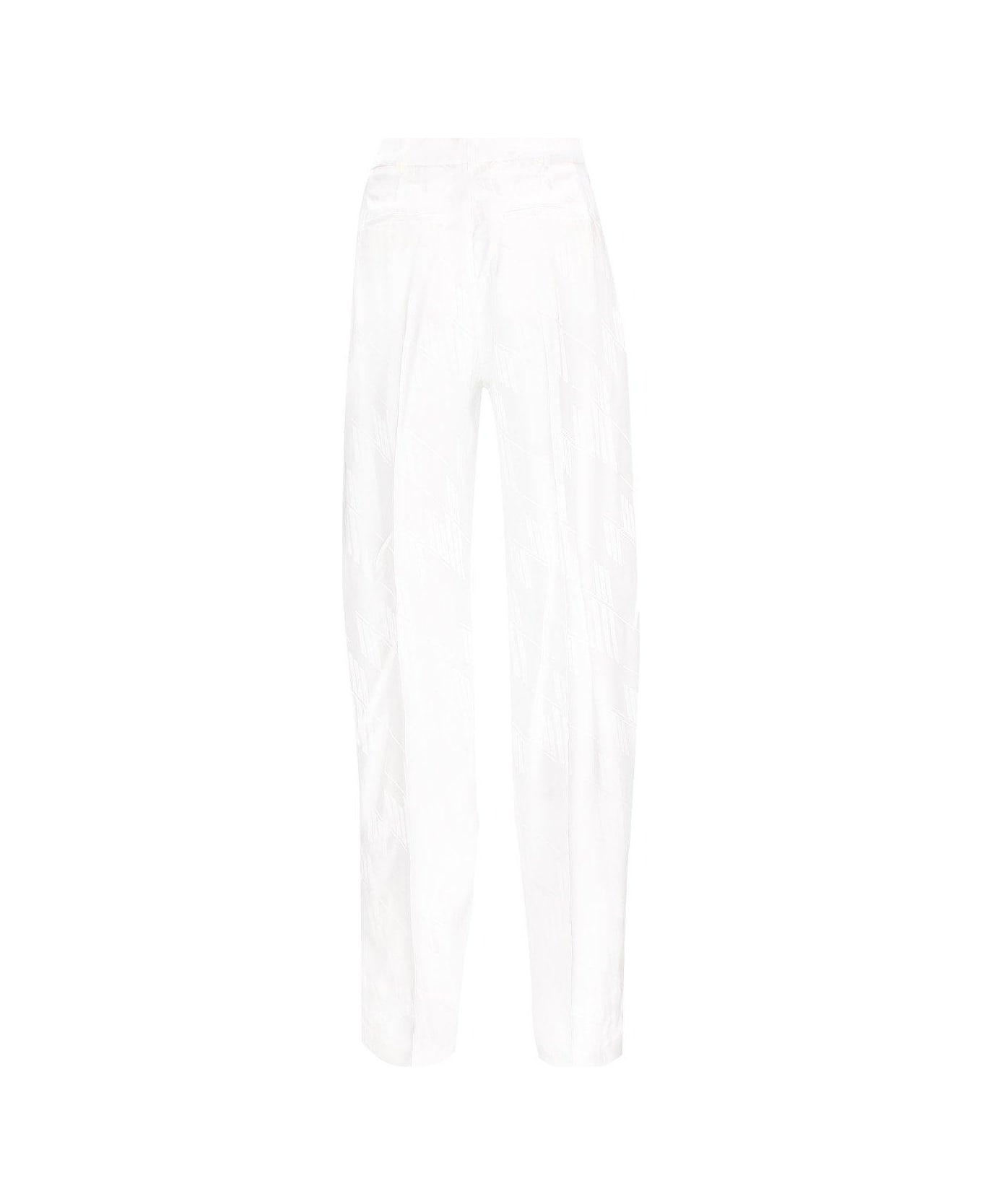 The Attico Straight Leg Pleated Trousers - White ボトムス