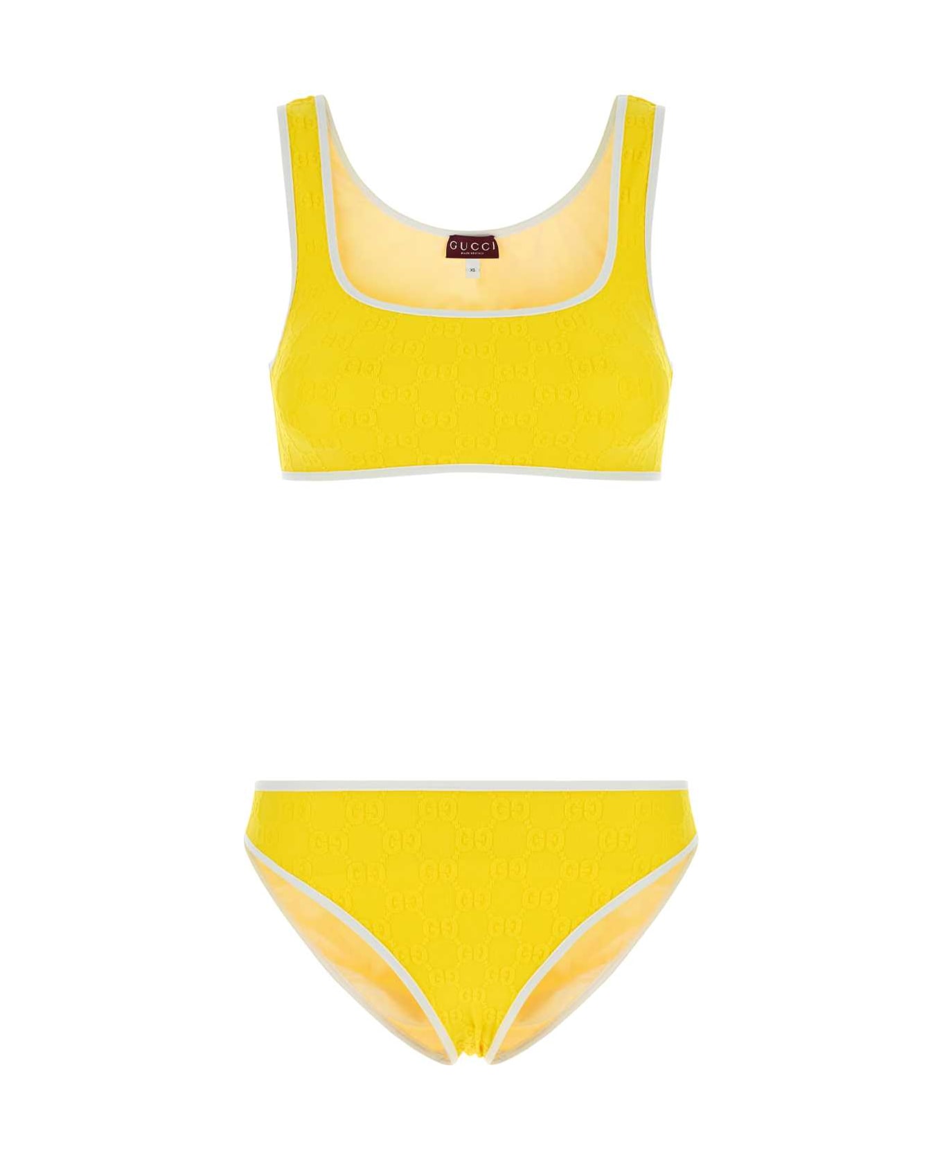 Gucci Yellow Stretch Nylon Bikini - YELLOWWHITE