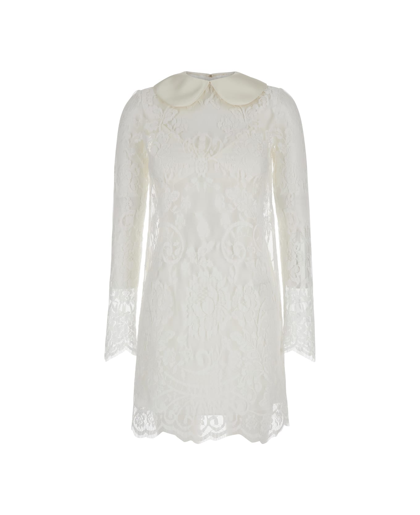 Dolce & Gabbana White Minidress In Chantilly Lace Woman - White