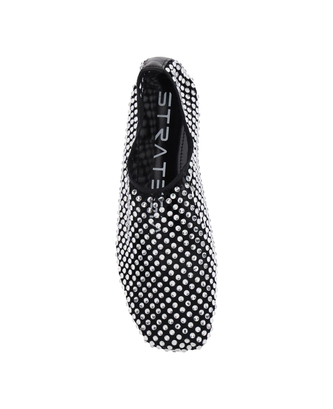 Strategia Silver Colored Ballet Flats With All-over Rhinestone Embellishments In Fabric Woman - Metallic