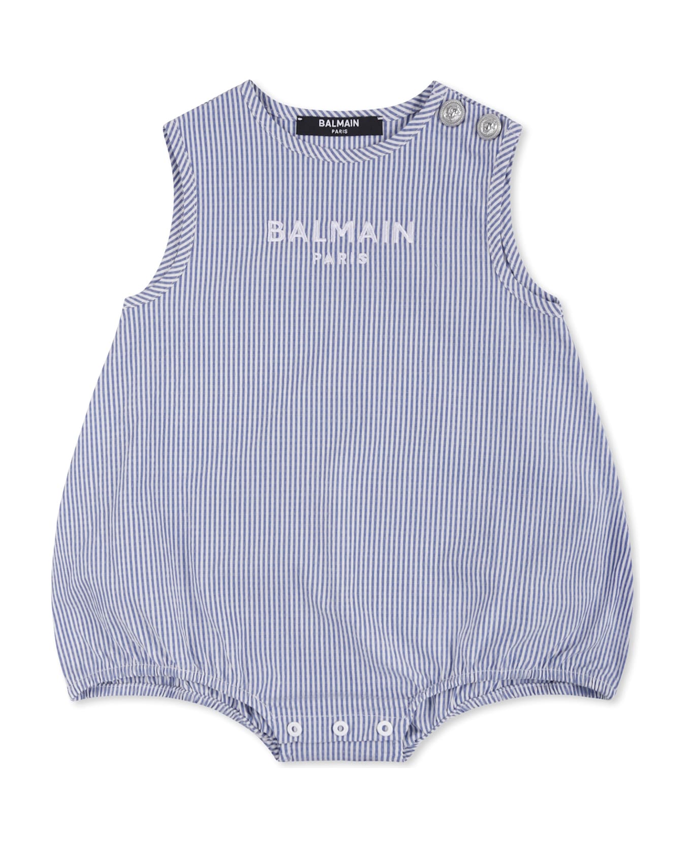 Balmain Light Blue Romper For Baby Boy With Logo - Light Blue