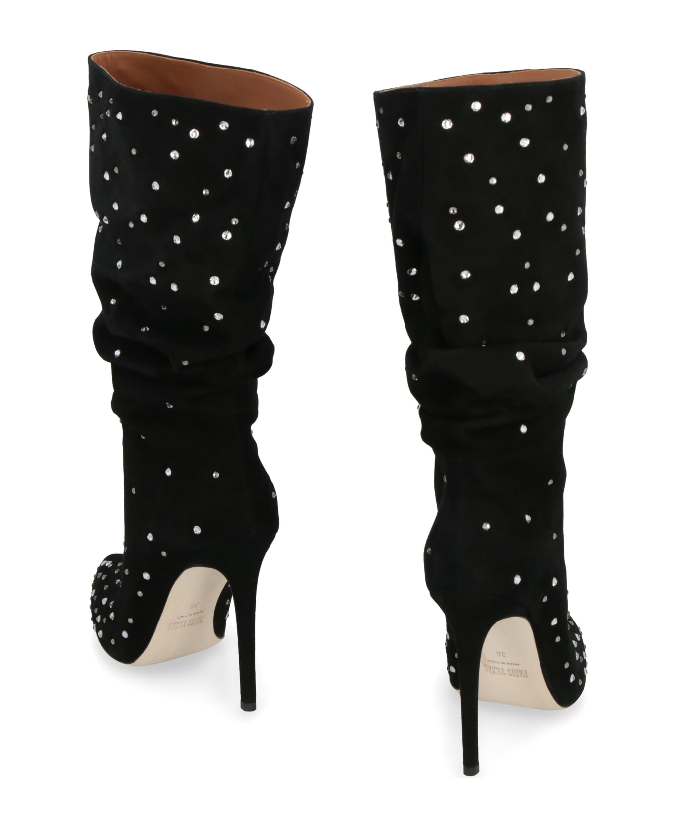Paris Texas Holly Suede Knee High Boots - Black Diamond