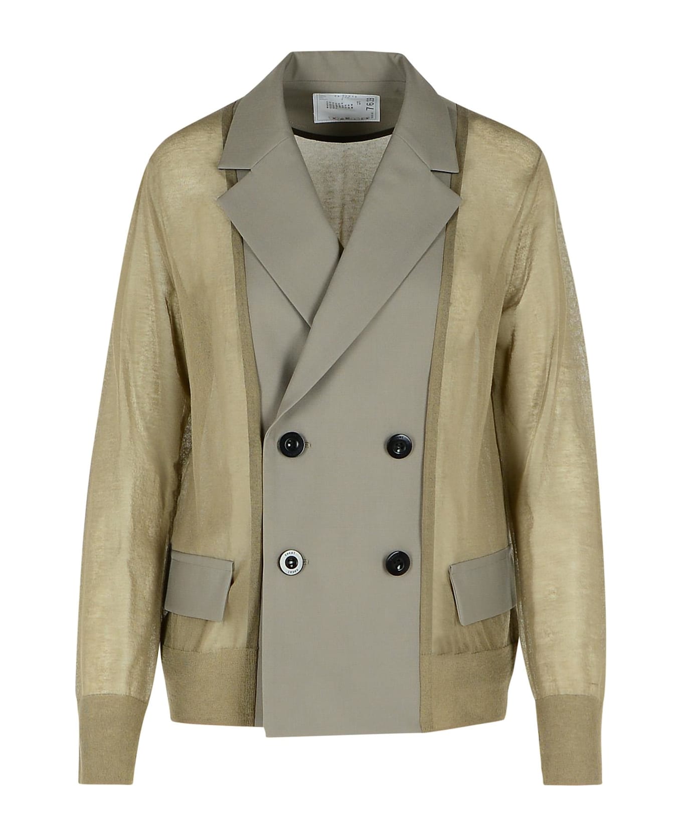 Sacai Green Cotton Blend Blazer - Green