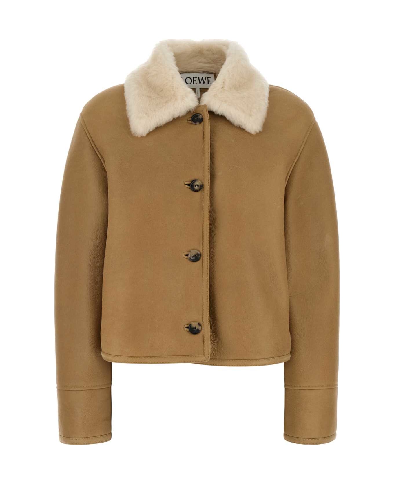 Loewe Beige Shearling Jacket - CAMEL