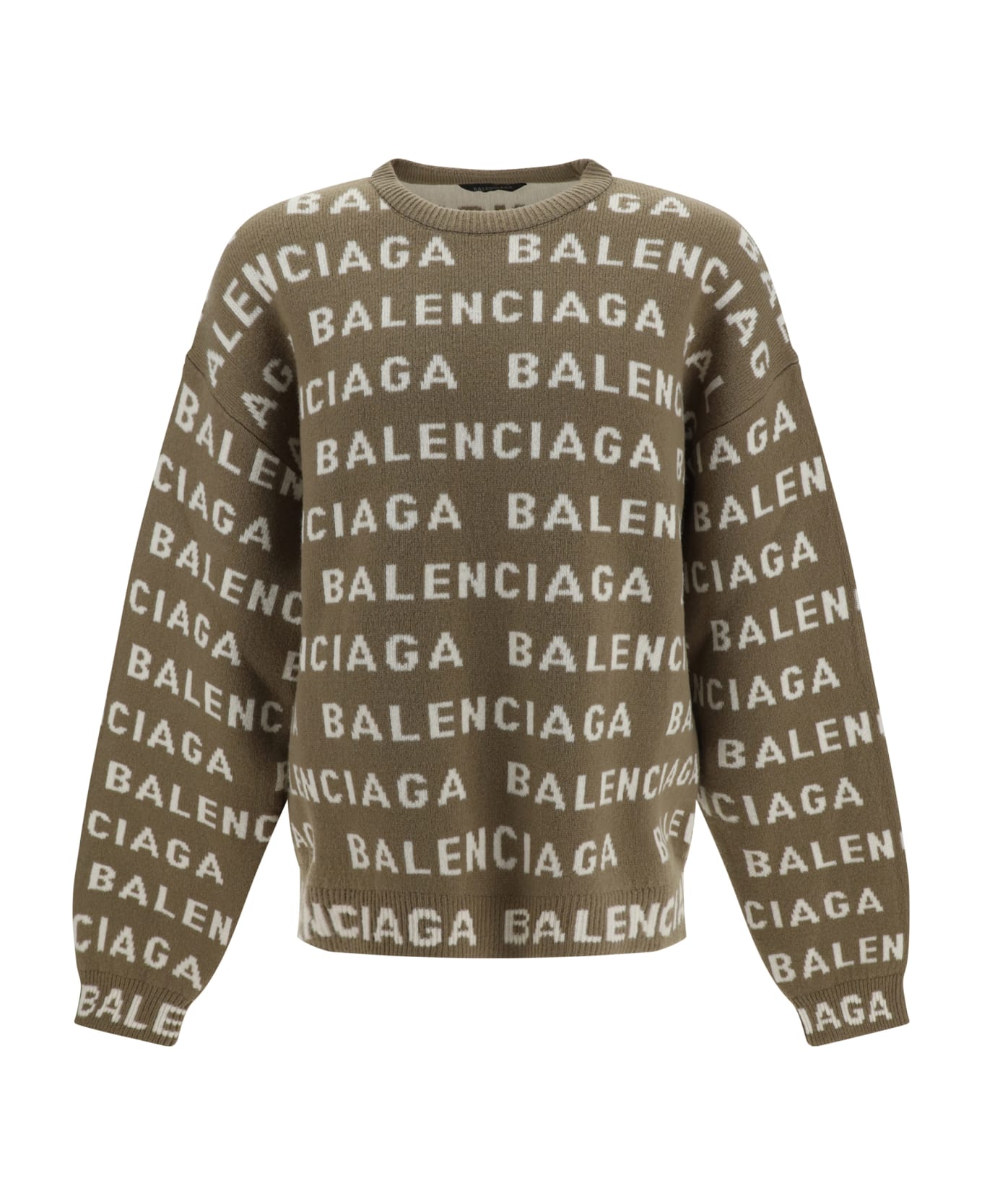 Balenciaga Wool Sweater - Darkbeige/white ニットウェア