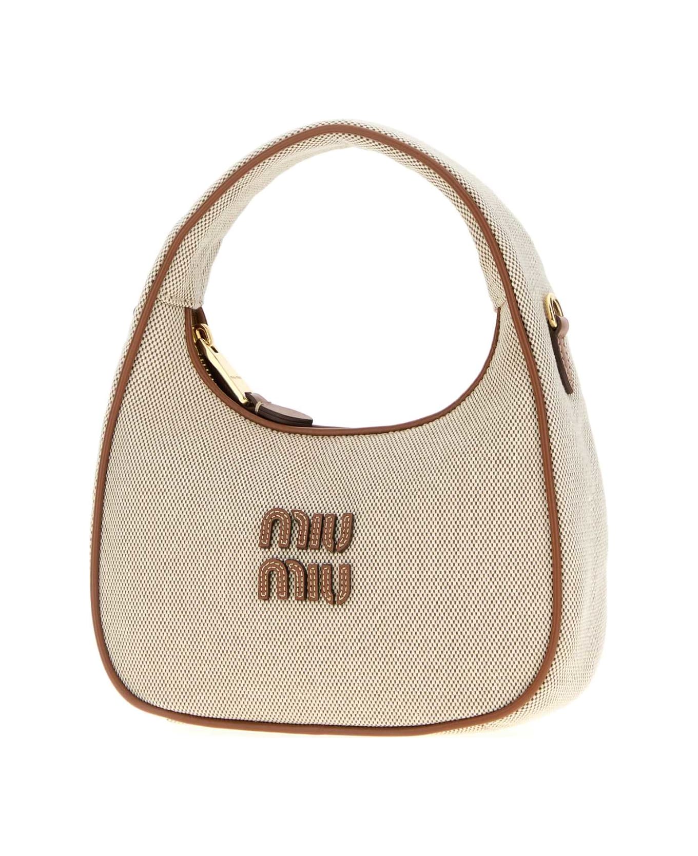 Miu Miu Two-tone Canvas Handbag - NATURALEBRANDY