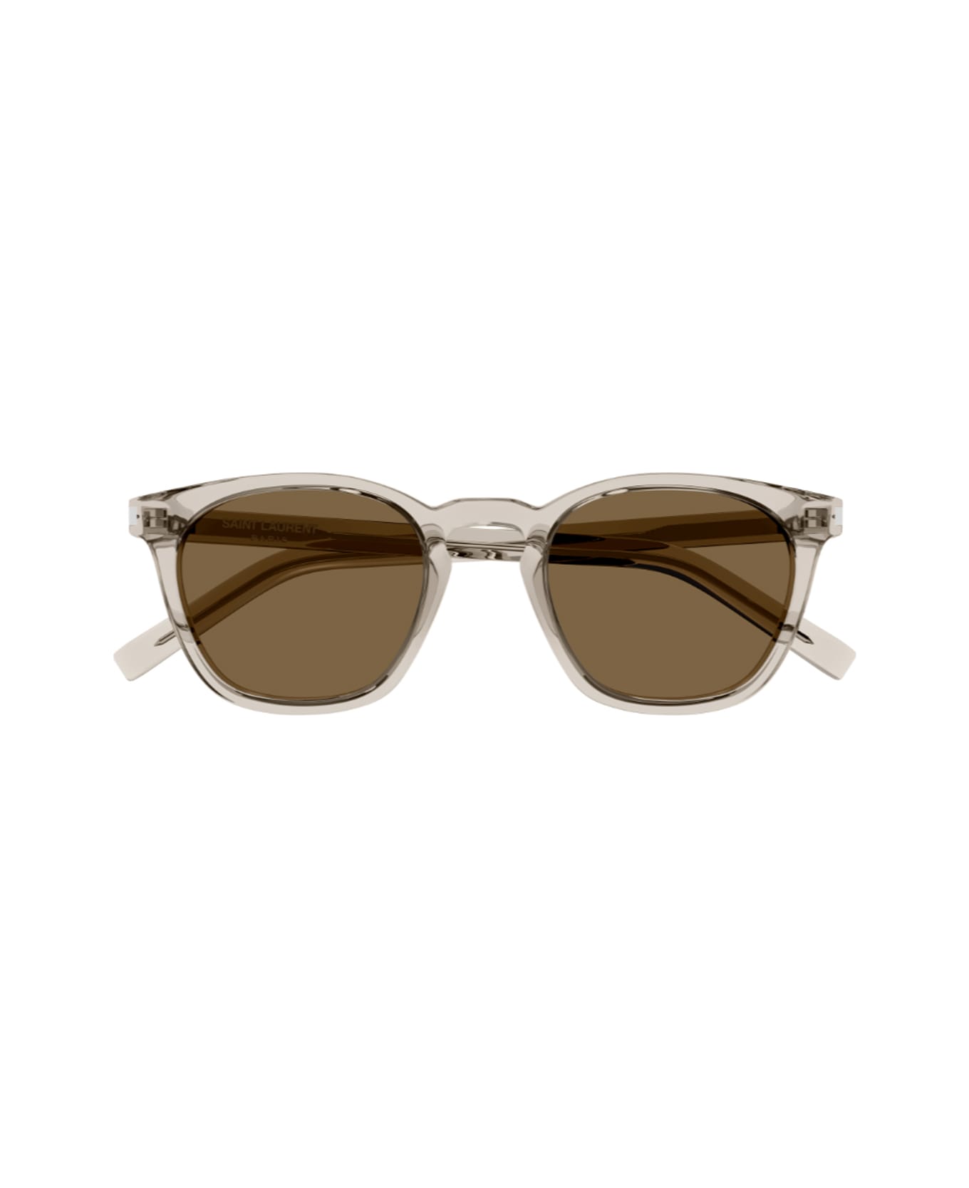 Saint Laurent Eyewear Saint Laurent Sl 28 Linea Corner Angle 047 Beige Transparent Brown Sunglasses - Beige