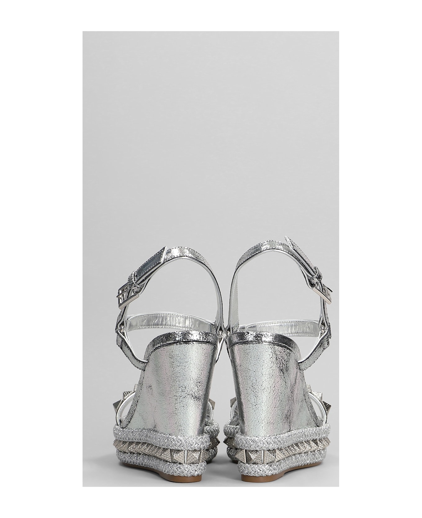 Christian Louboutin Pyraclou 110 Sandals In Silver Leather - silver