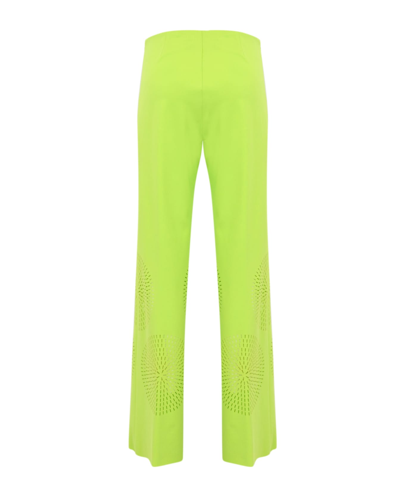 Liviana Conti Straight Leg Trousers With Laser Design - Cyber lime