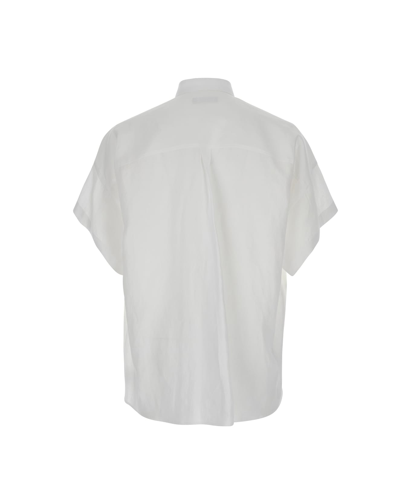 Dolce 
Gabbana White Shirt With Classic Collar And Wide Short Sleeves - BIANCO