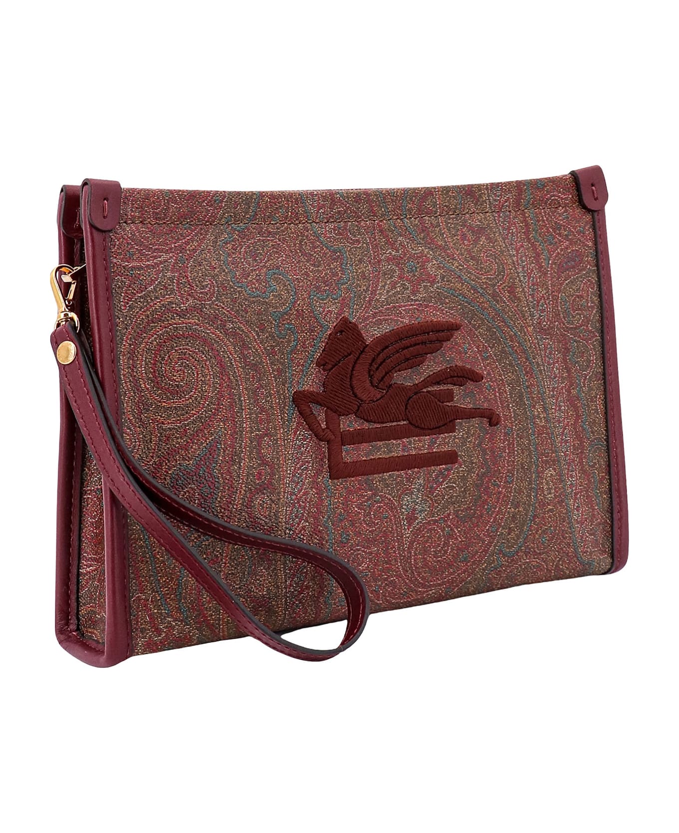 Etro Printed Fabric Pouch - Brown