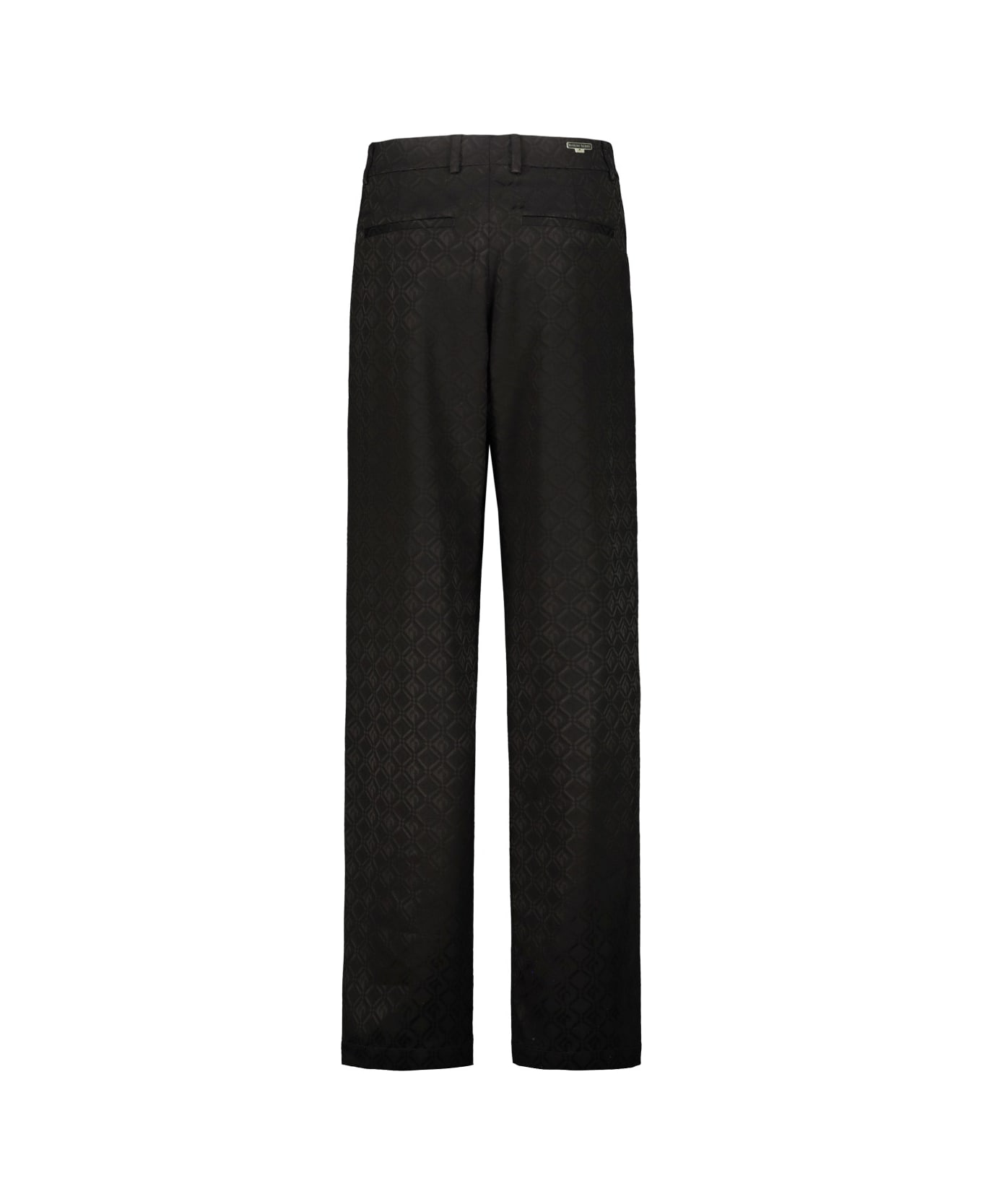 Marine Serre Moon Diamond Jacquard Tailoring Wide Pleated Trousers - Black