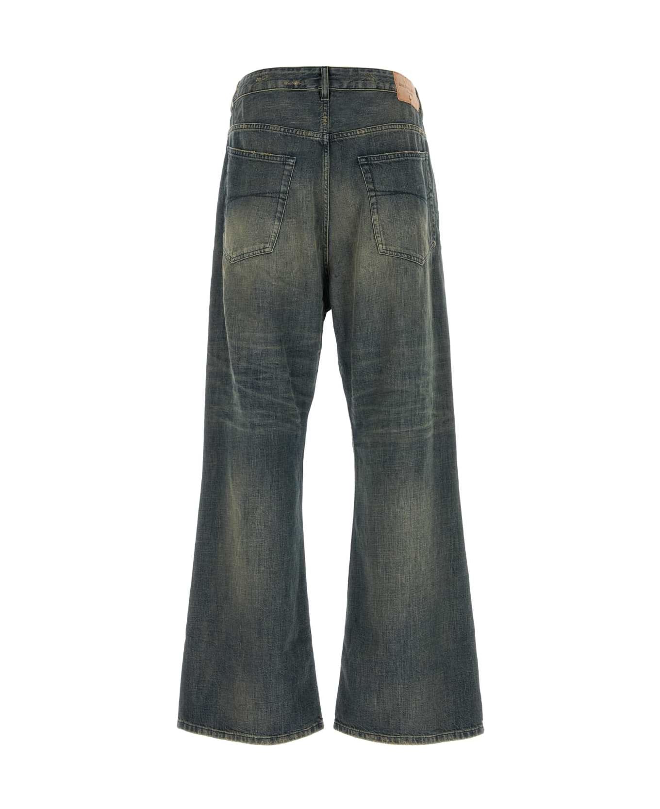 Balenciaga Denim Wide-leg Jeans - NAVY/GREEN/YELLOW