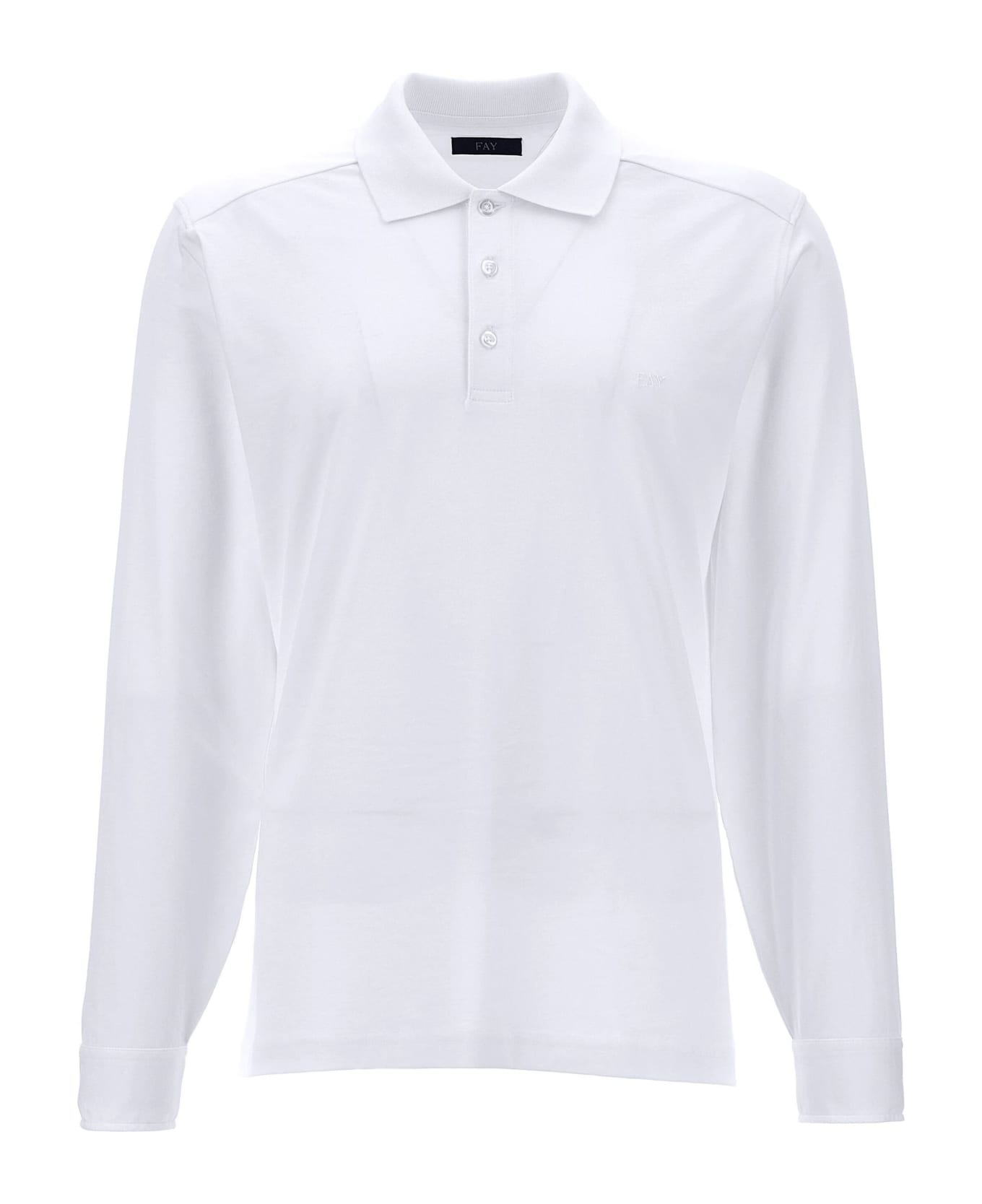 Fay White Cotton Polo Shirt - Bianco