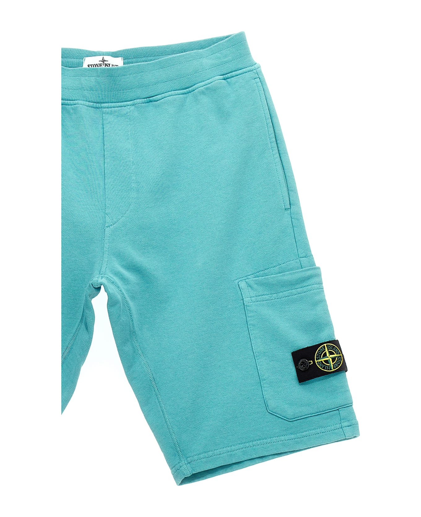 Stone Island Junior Cargo Badge Logo Bermuda Shorts - Light Blue