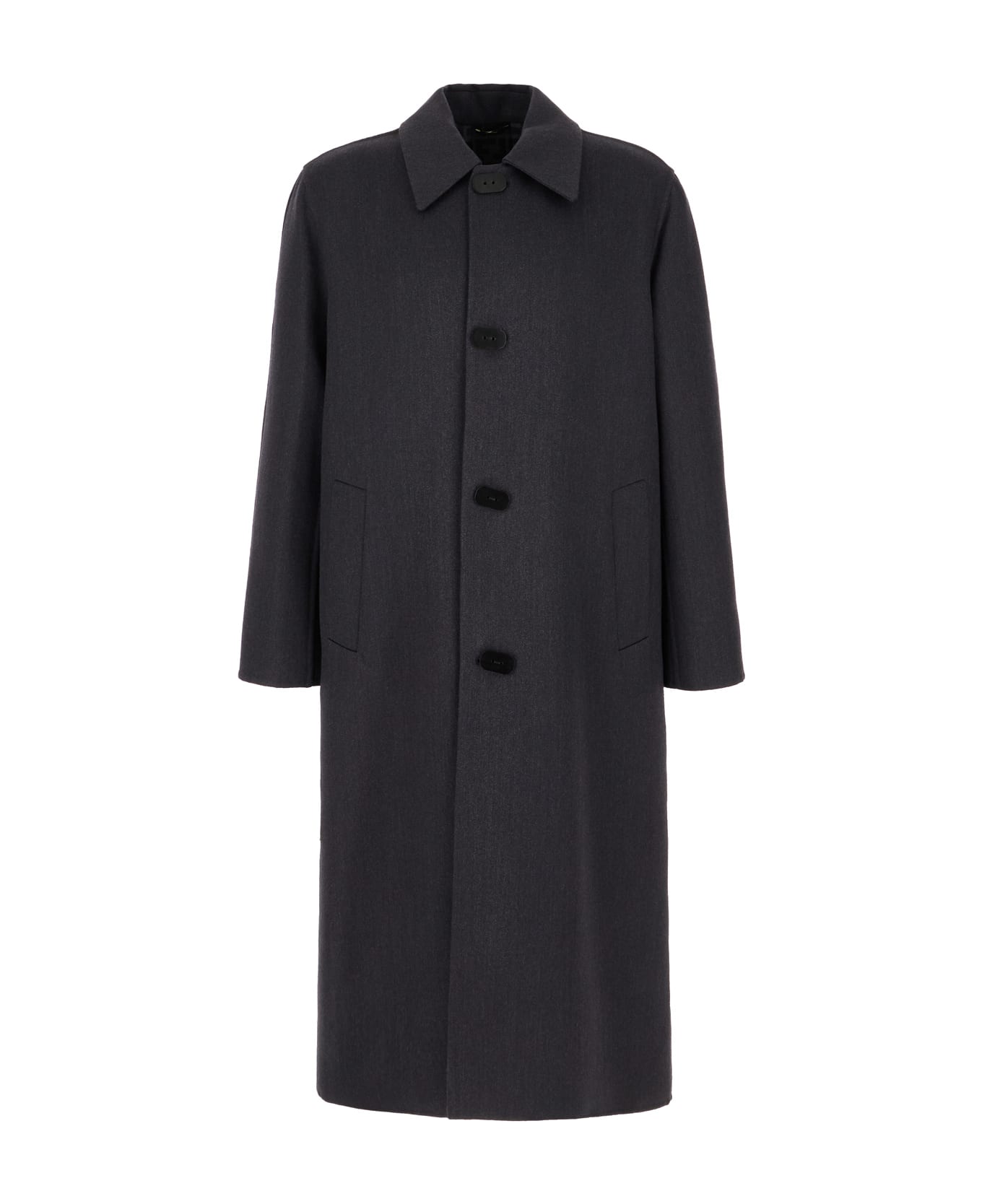 Fendi Dark Grey Wool Blend Coat - INDACO