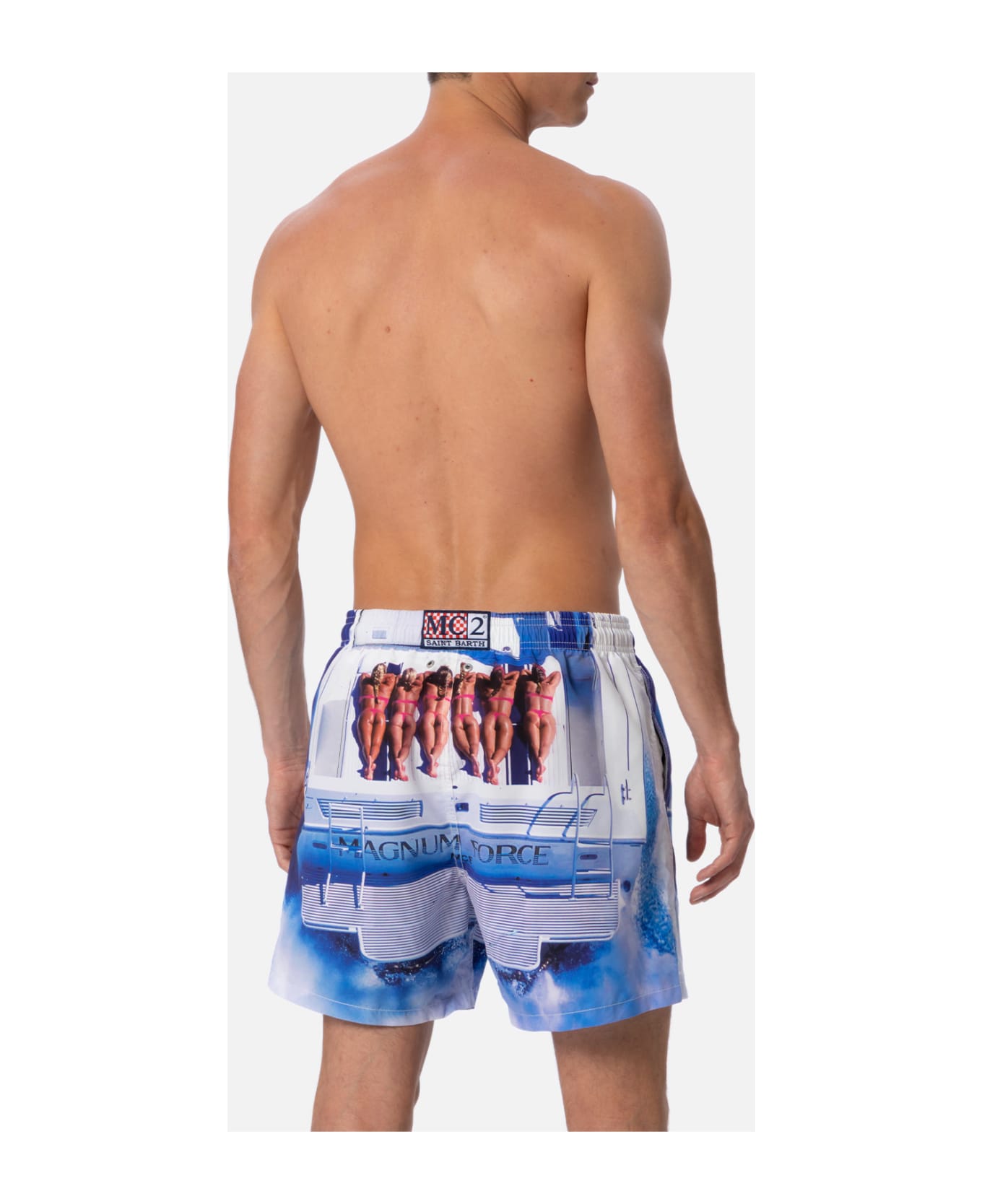 MC2 Saint Barth Man Mid-length Gustavia Swim-shorts With Placed Print| Magnum Marine Special Edition - WHITE