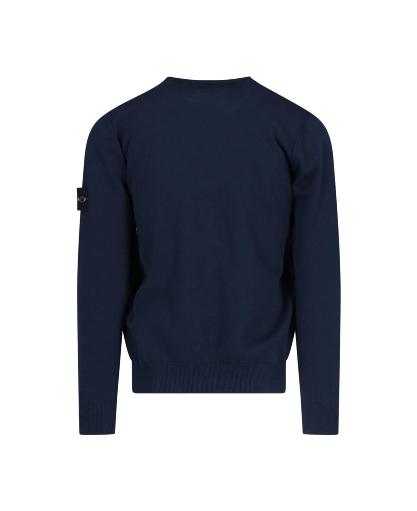 Stone Island Logo Crew Neck Sweater - BLEU