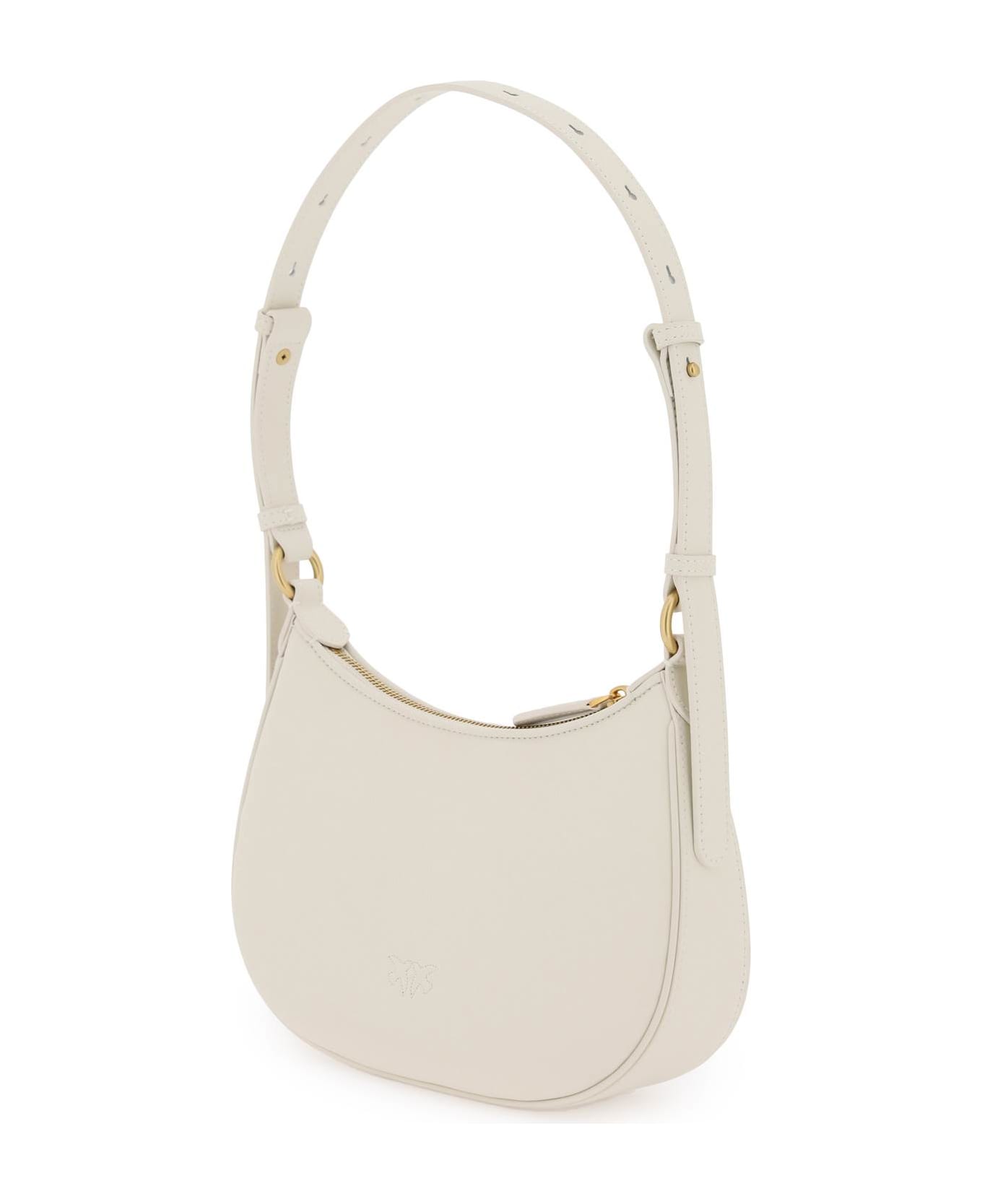 Pinko Half Moon Shoulder Bag - BIANCO SETA ANTIQUE GOLD (White)