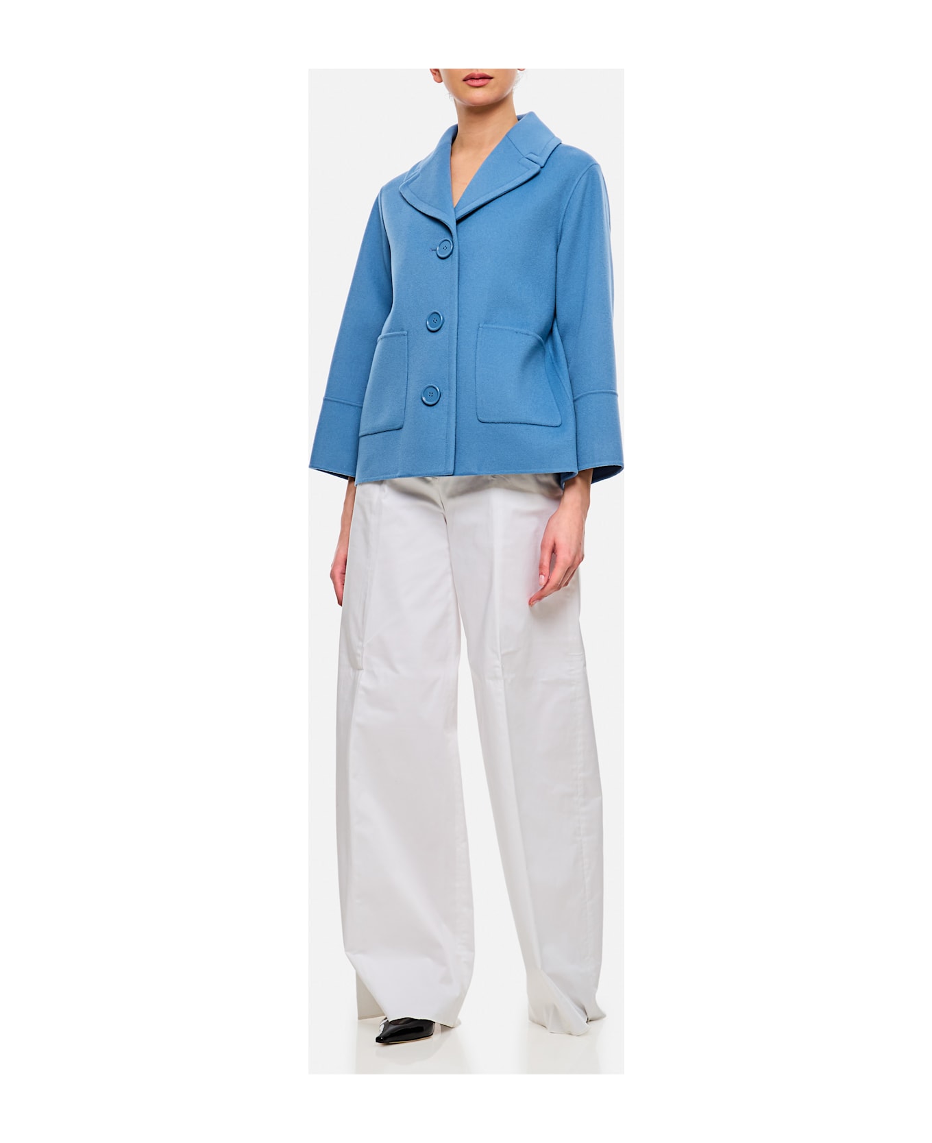 
S Max Mara Windsor Double Breasted Short Coat - Clear Blue