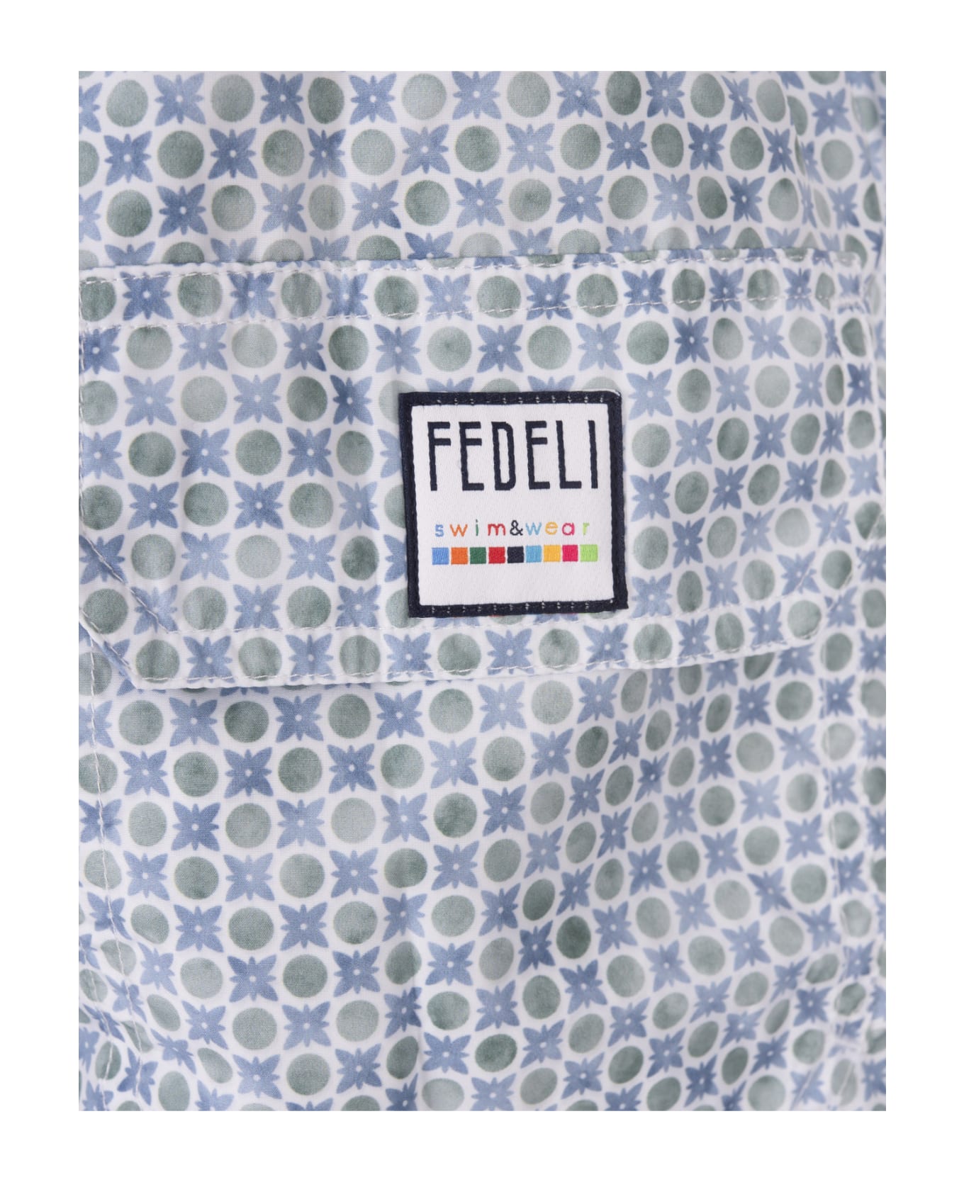 Fedeli Swim Shorts With Micro Pattern Of Polka Dots And Flowers - Green