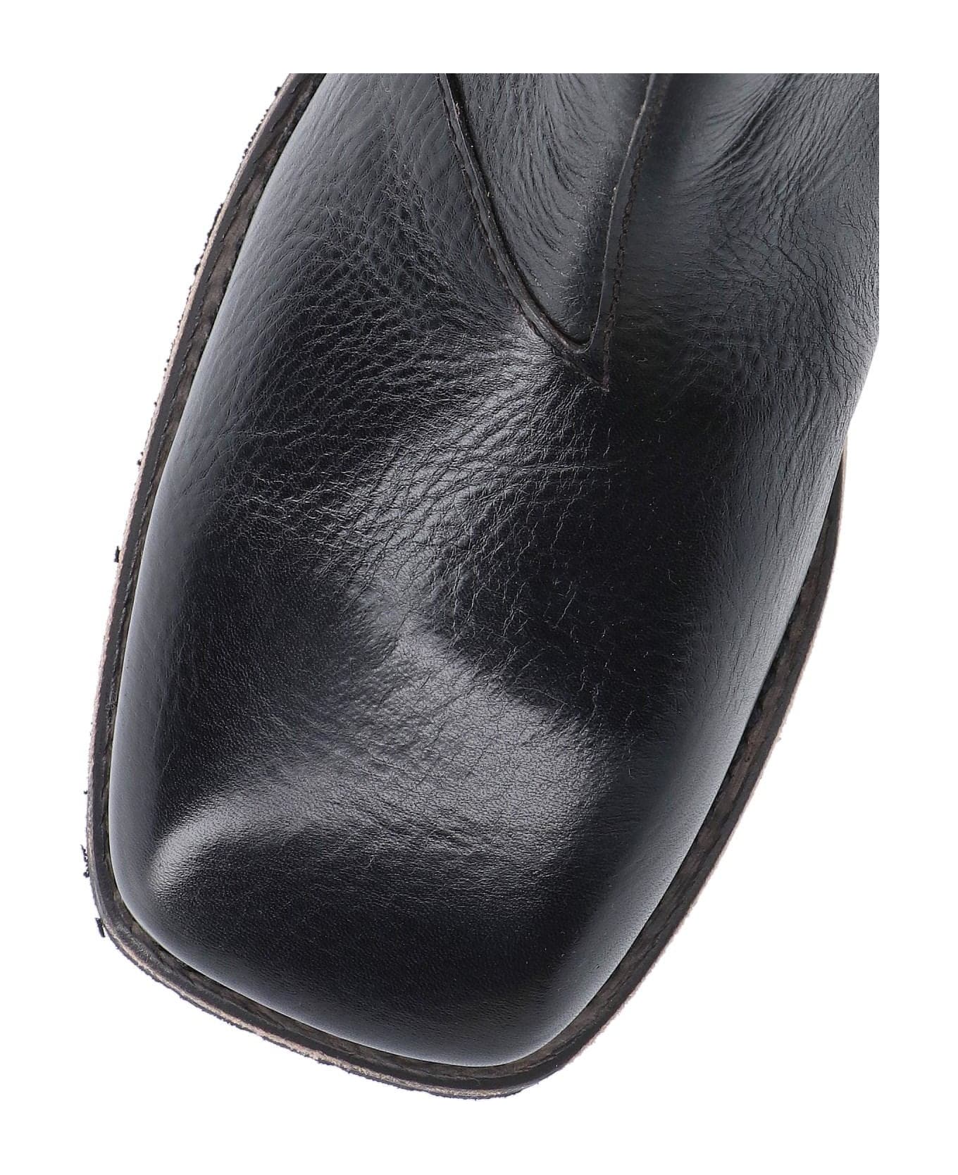 Our Legacy 'motore' Ankle Boots - Deep Black Leather