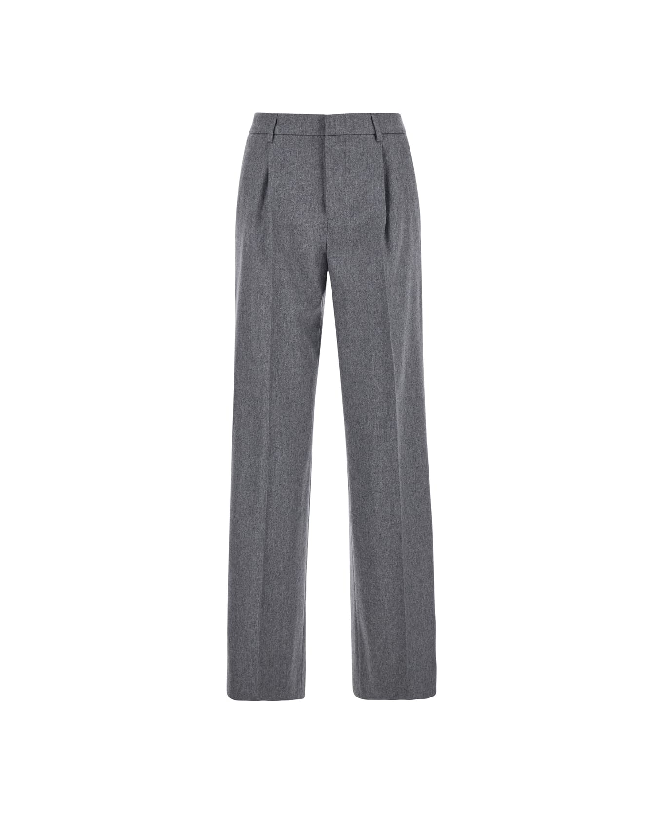 PT Torino 'lola' Grey Pants With Pleated Details In Virgin Wool Blend Woman - Grey