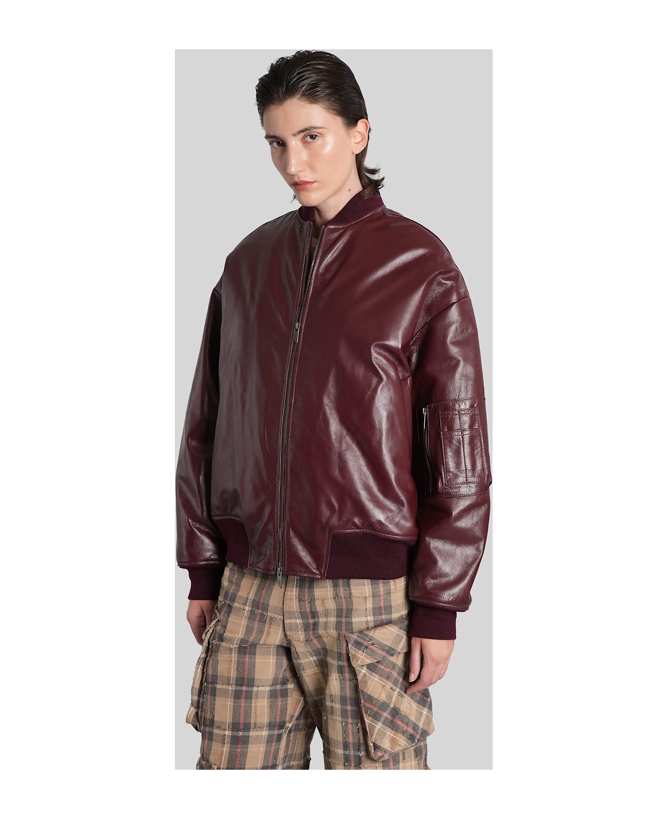 Salvatore Santoro Leather Jacket In Bordeaux Leather - bordeaux